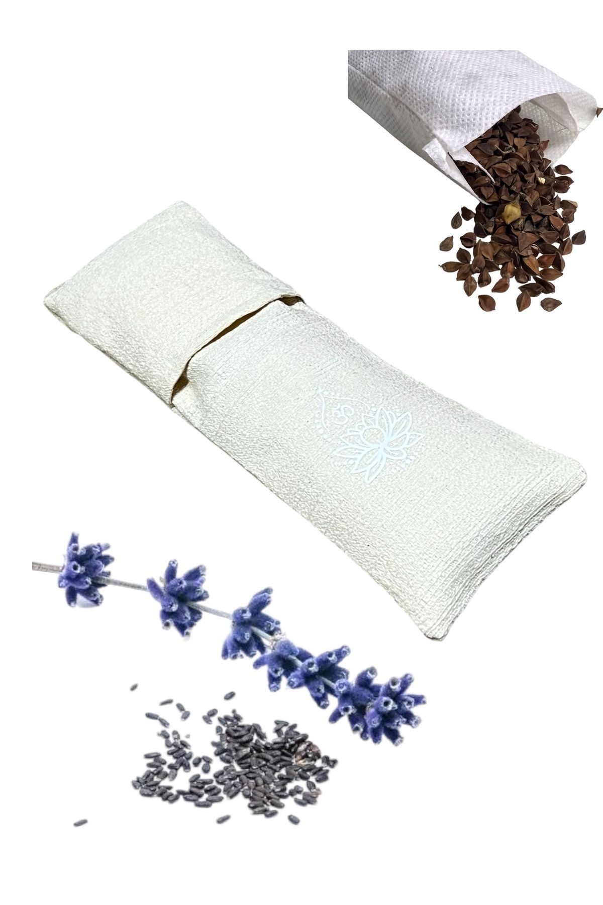 Karabuğday Dolgulu Lavantalı Ham Bez Yoga Göz Yastığı Yoga Dinlendirici Göz Bandı