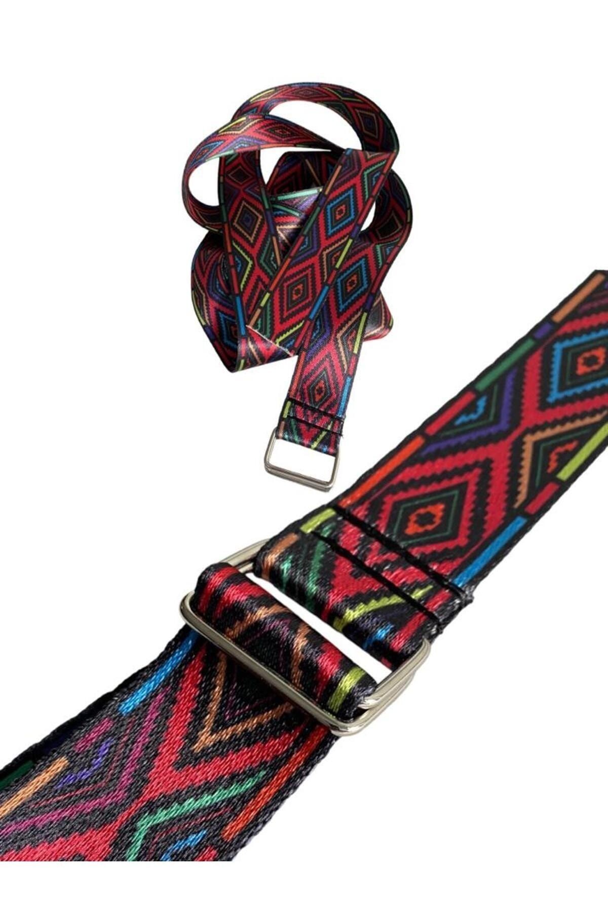 Yoga Kemeri - Desenli Metal Bağlantılı 200 Cm Yoga Kemeri - Yoga Kayışı