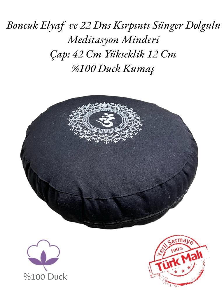 10 Adet Meditasyon Minderi - Yuvarlak Yoga Minderi - Baskılı Siyah
