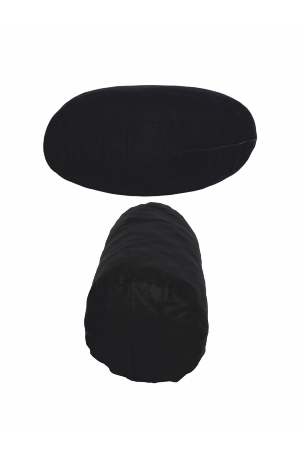 Organik Kabuk Dolgulu Meditasyon Minderi + Bolster Minderi Ikili Set - siyah