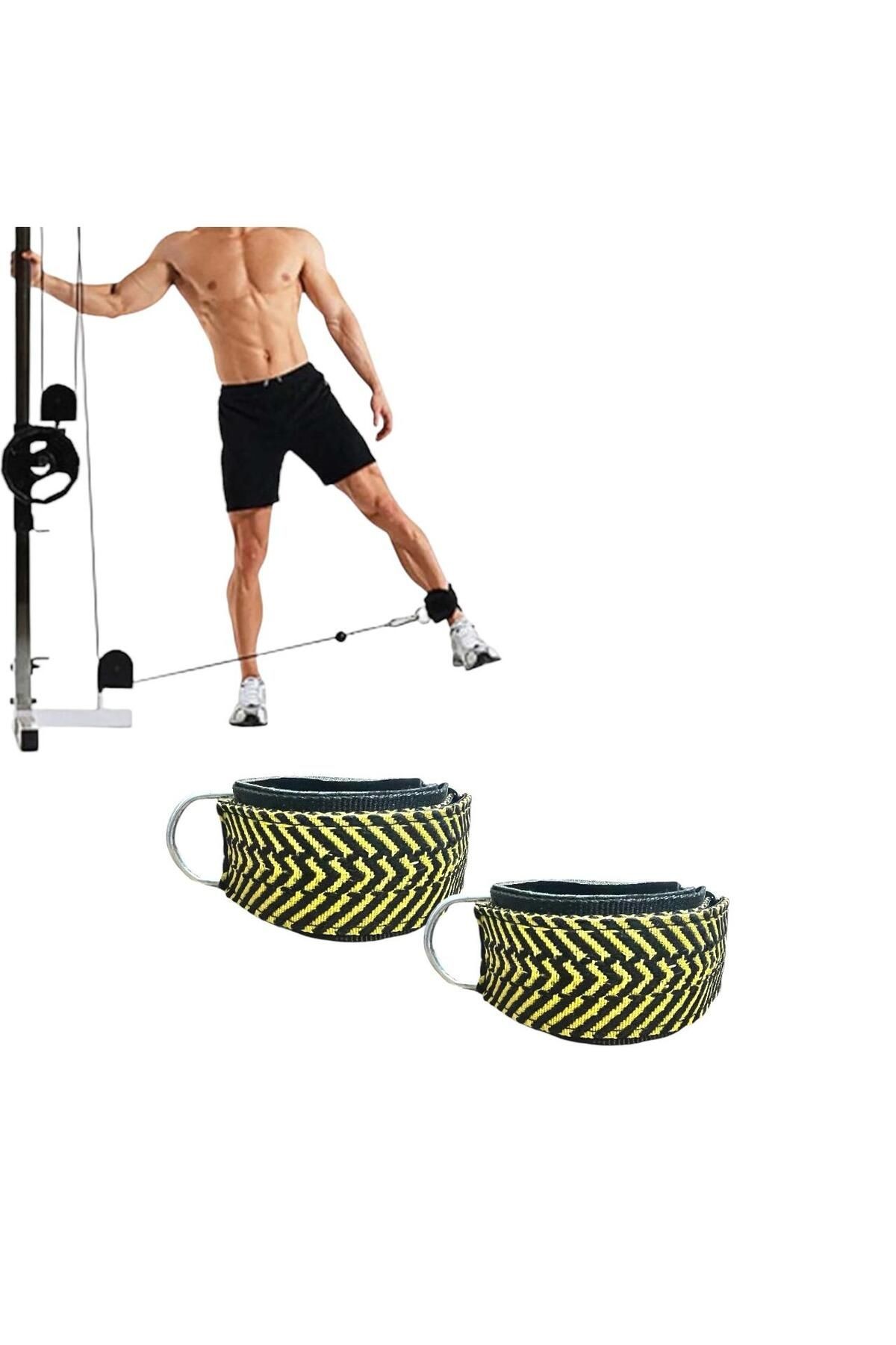 Ayak Bilek Kayışı D-Ring Ağırlık Çekiş Aparatı Direnç Egzersiz Fitness Lastik Çekme Aparatı 1 Çift