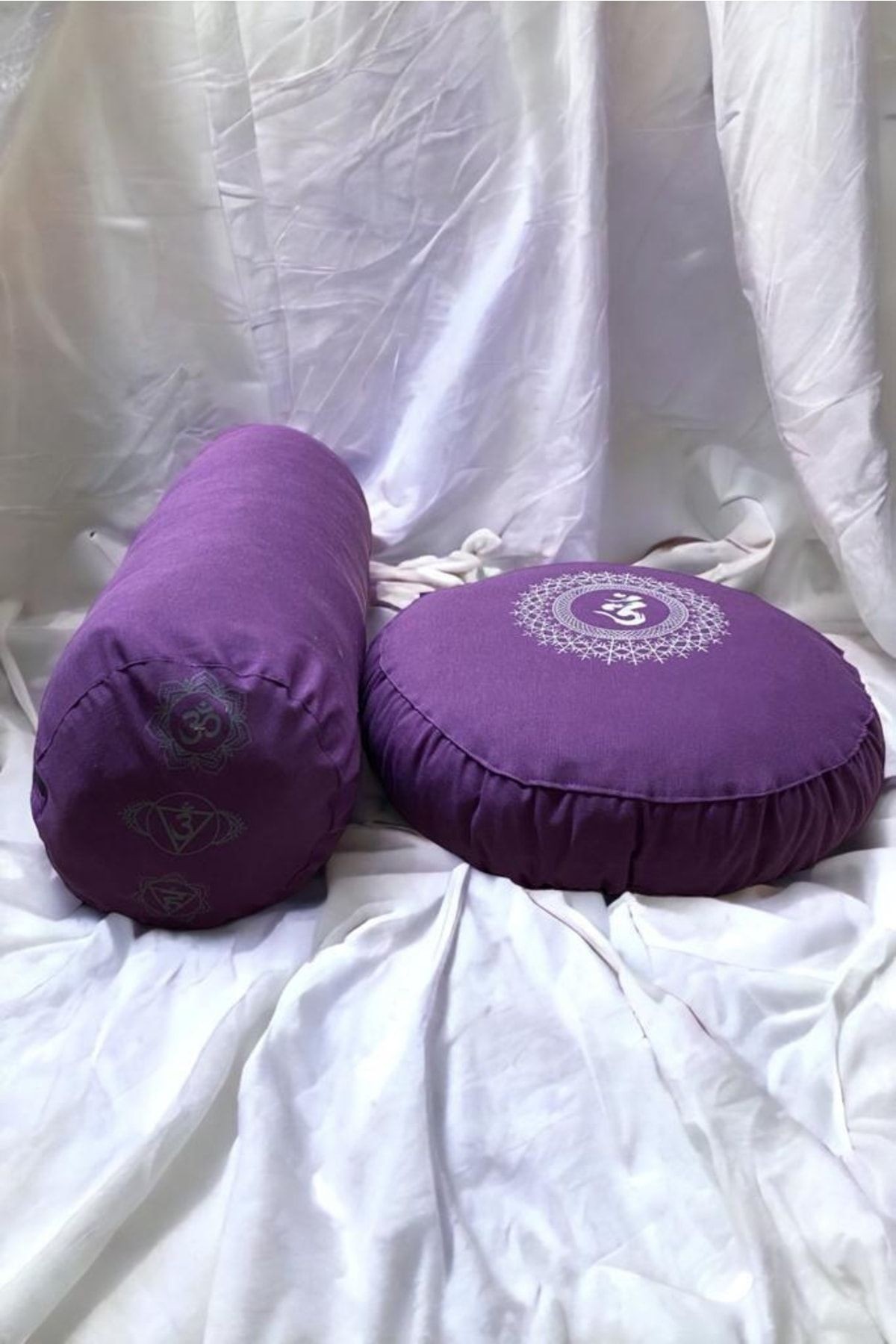 Meditasyon Minderi & Bolster Minderi - Baskılı Yeni Sezon Özel Seri - mor
