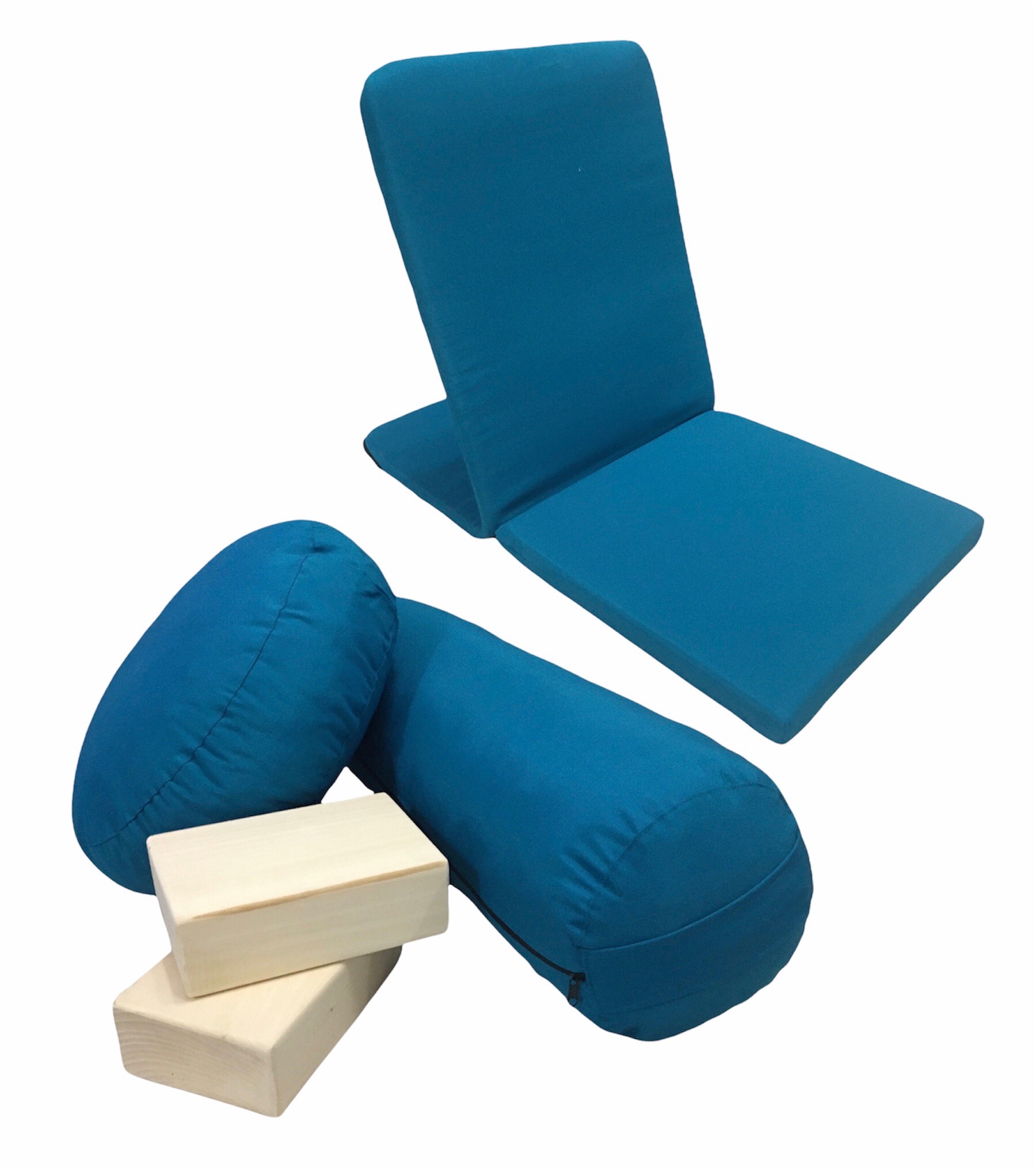 Meditasyon Sandalyesi & Bolster Minderi & Meditasyon Minderi & 2 Adet Ahşap Yoga Blok