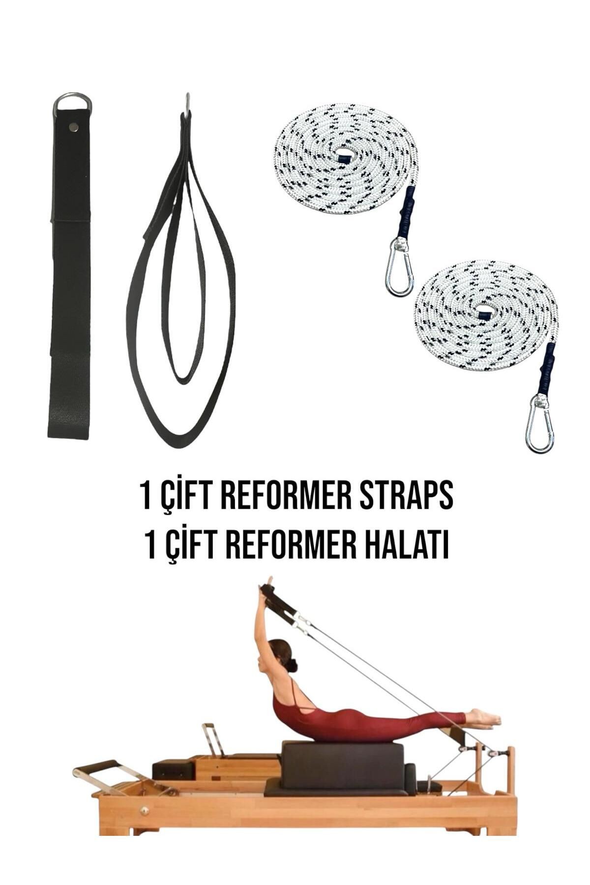 1 Çift Pilates Reformer Halatı + Siyah Pilates Reformer Elcik Straps İkili Set