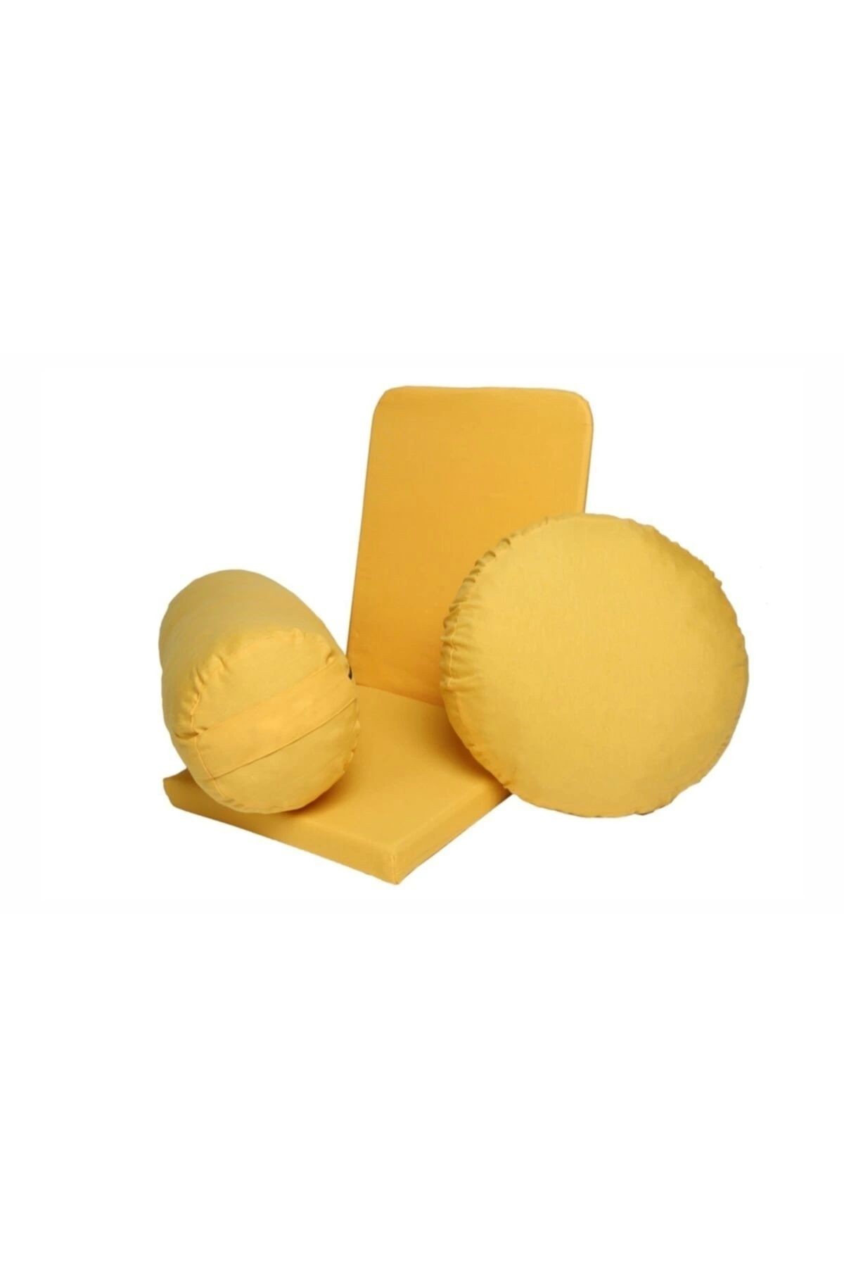Meditasyon Minderi Meditasyon Sandalyesi Bolster Minderi Üçlü Set - sarı