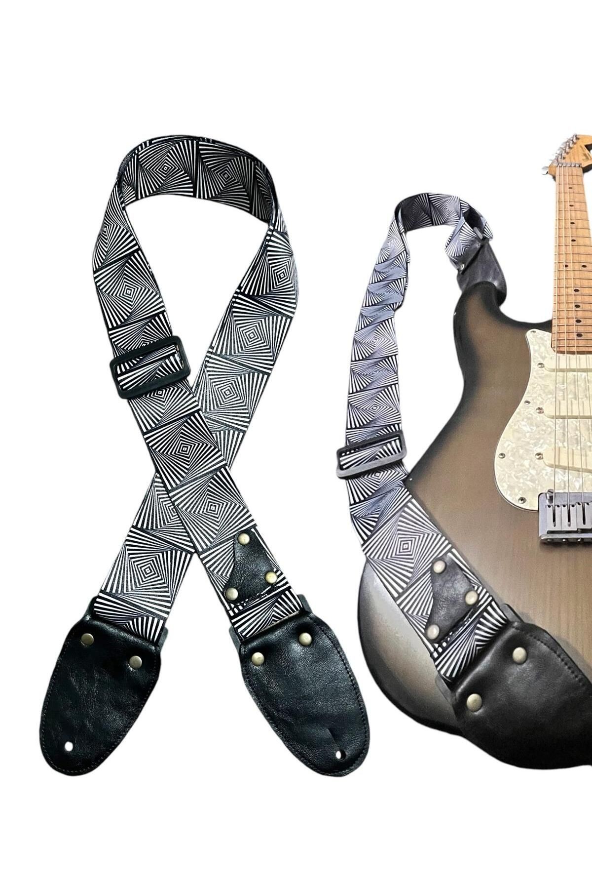 Hakiki Deri Askılıklı Gitar Askısı, Gitar Kayışı 5 Cm Kalınlık Max: 165 Uzunluk Cm Pena Hediyeli