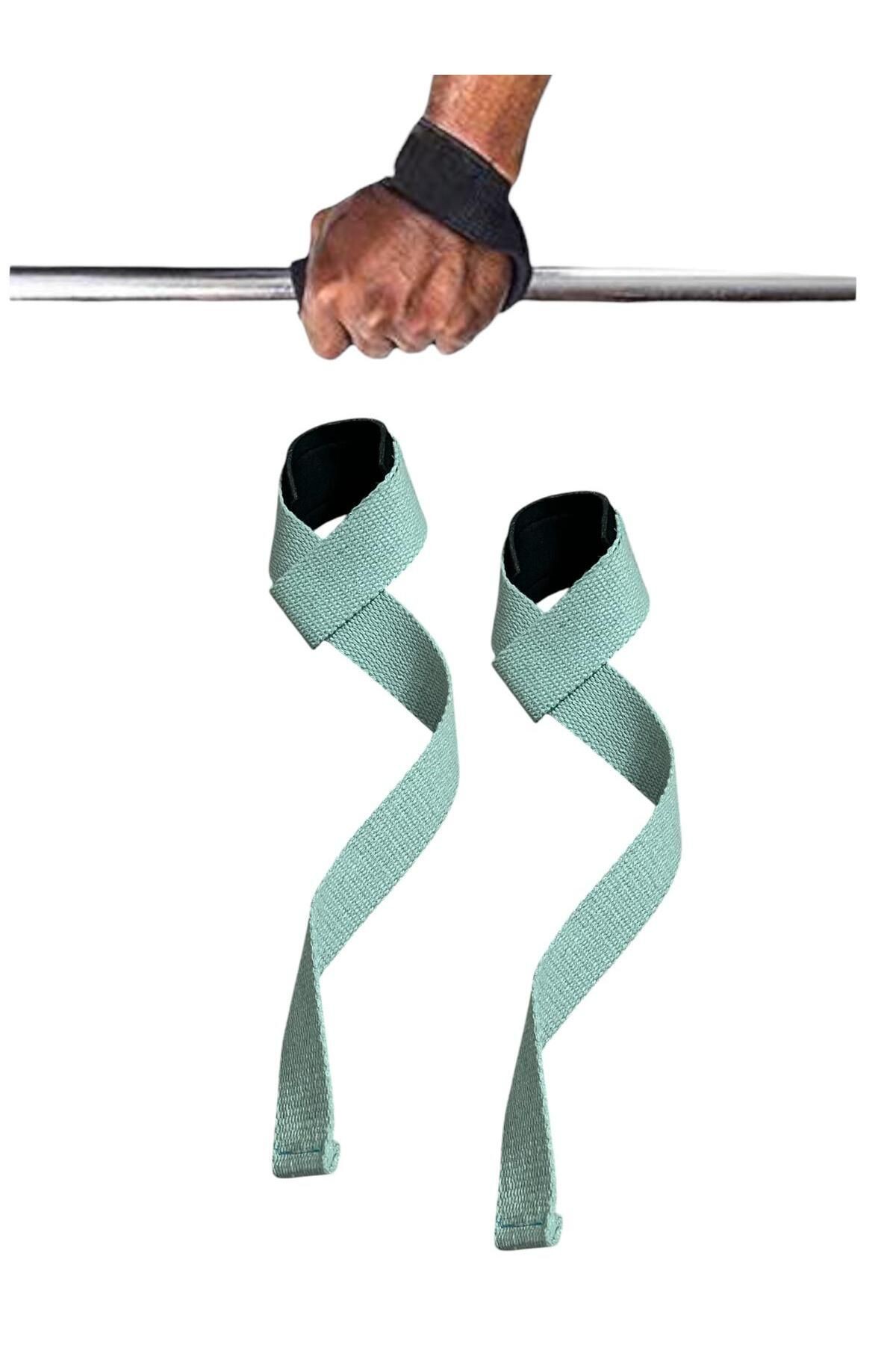 Deadlift Ağırlık Kaldırma Kayışı Strap Fitness Crossfit Ağırlık Kaldırma Kayışı Wrist Strap - su yeşili
