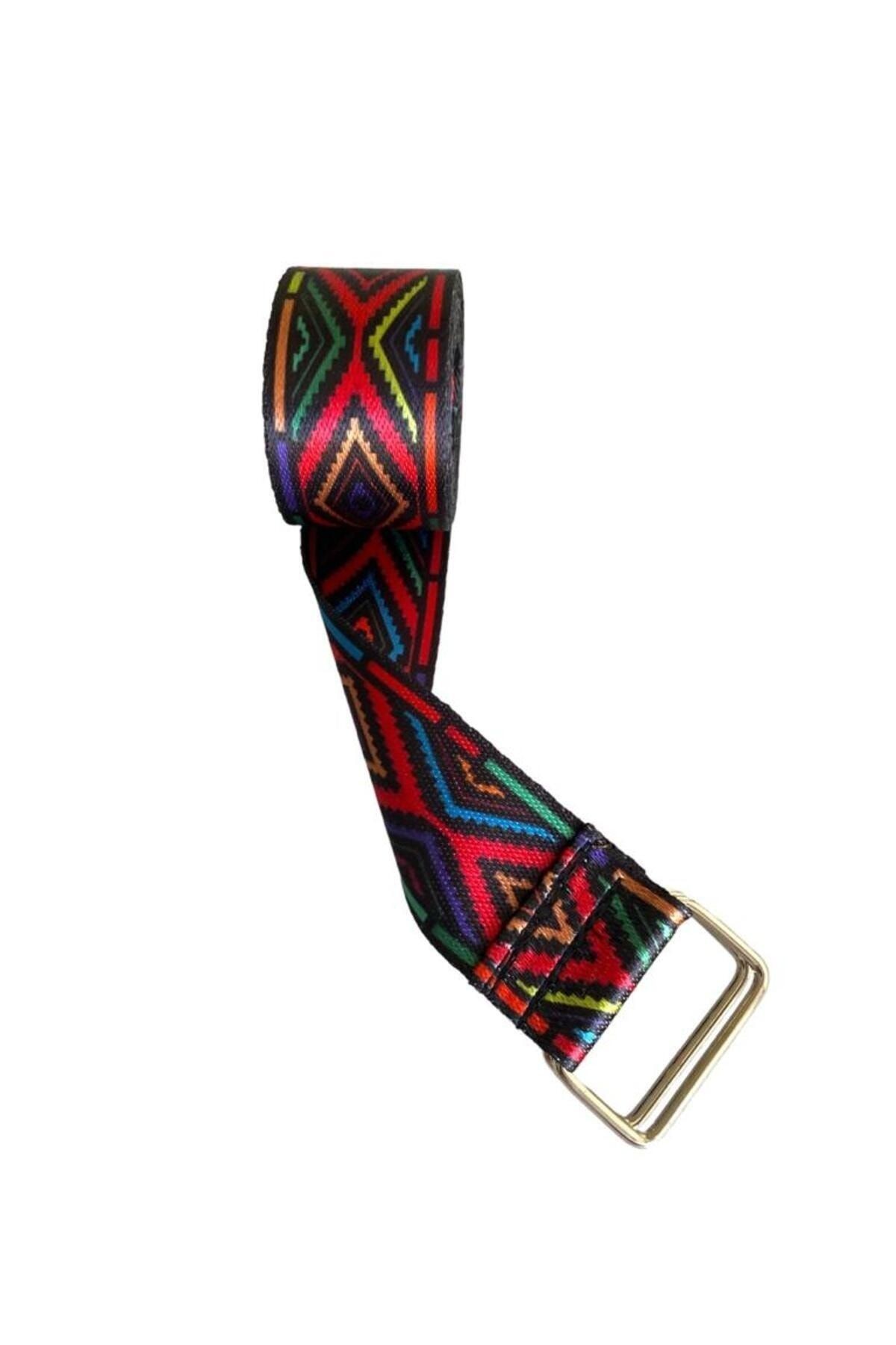 Yoga Kemeri - Desenli Metal Bağlantılı 200 Cm Yoga Kemeri - Yoga Kayışı