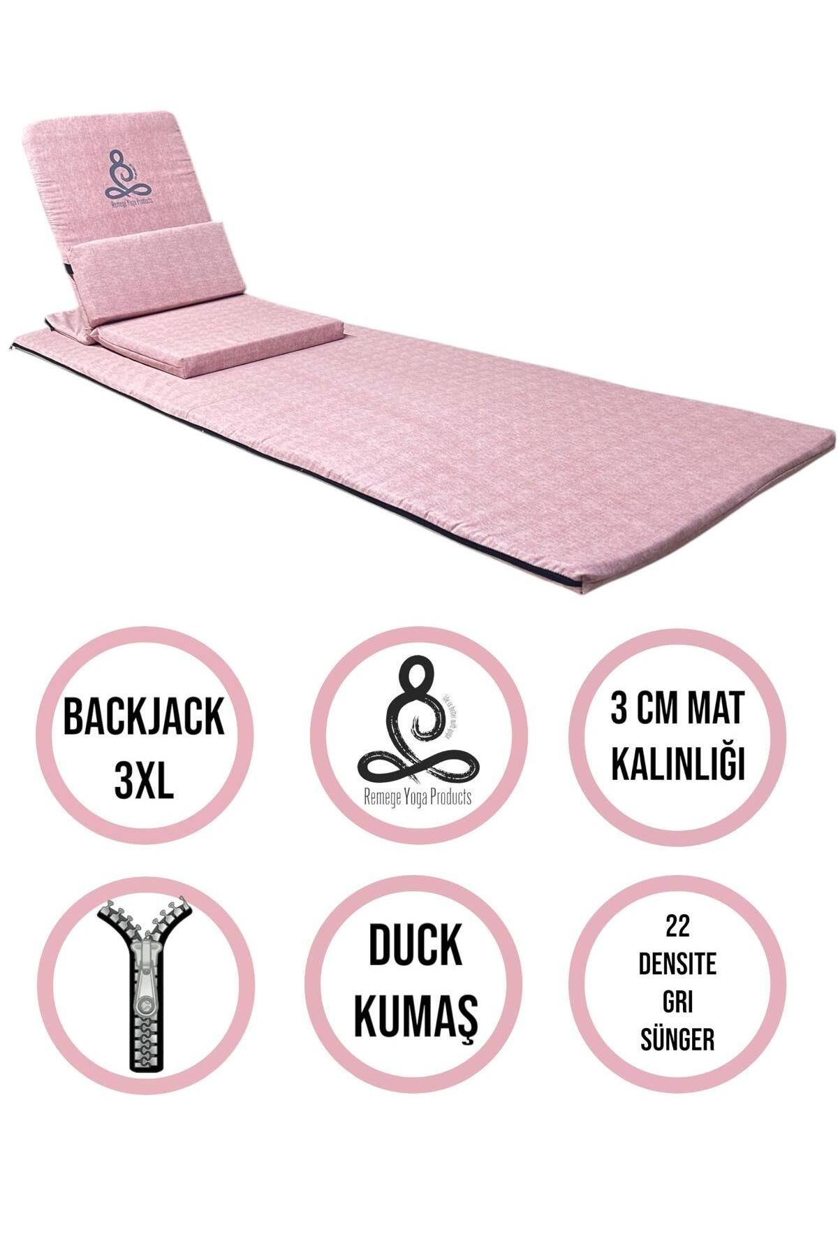 Backjack 3XL - Backjack Yoga Meditasyon Nefes Sandalyesi Destekli Yer Minderi ve 60x180 Kumaş Mat - gül kurusu
