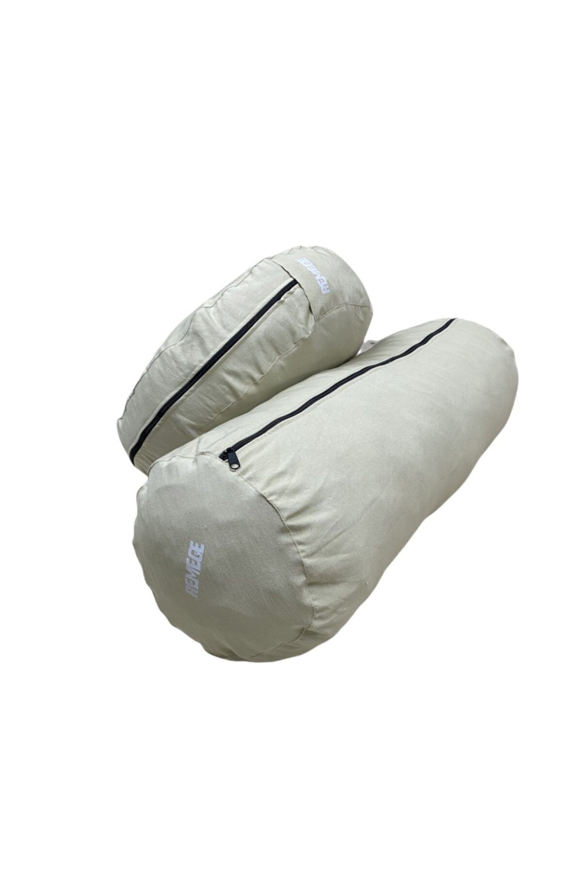 Ohm Baskılı Bolster Minderi Meditasyon Minderi İkili Set