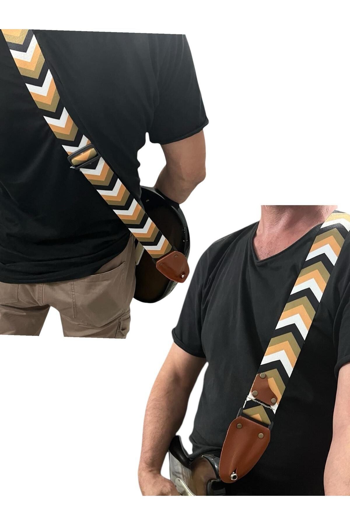 Hakiki Deri Askılıklı Gitar Askısı, Gitar Kayışı 5 Cm Kalınlık Max: 165 Uzunluk Cm Pena Hediyeli