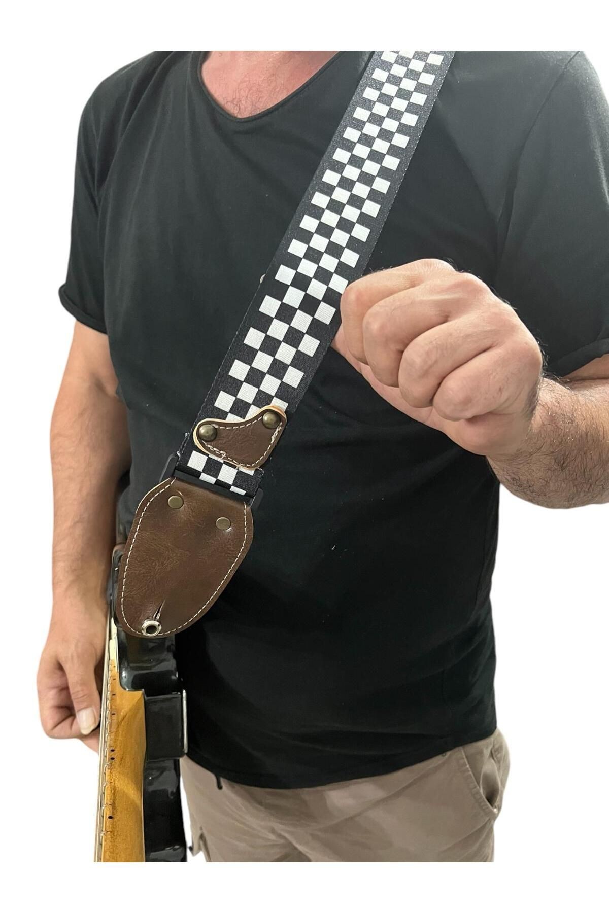 Gitar Askısı, Gitar Omuz Askısı Gitar Kayışı 5 Cm Kalınlık Max: 165 Cm Pena Hediyeli Kahve Askılıklı