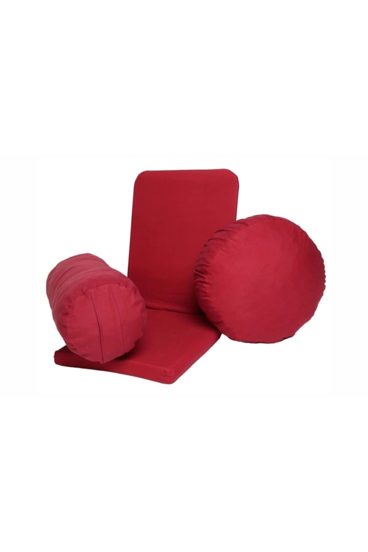 Meditasyon Minderi Meditasyon Sandalyesi Bolster Minderi Üçlü Set - bordo