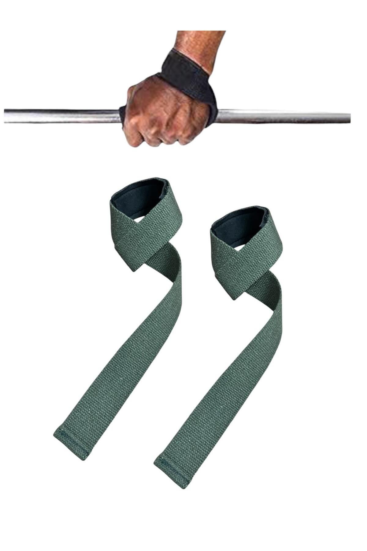 Deadlift Ağırlık Kaldırma Kayışı Strap Fitness Crossfit Ağırlık Kaldırma Kayışı Wrist Strap - haki yeşili