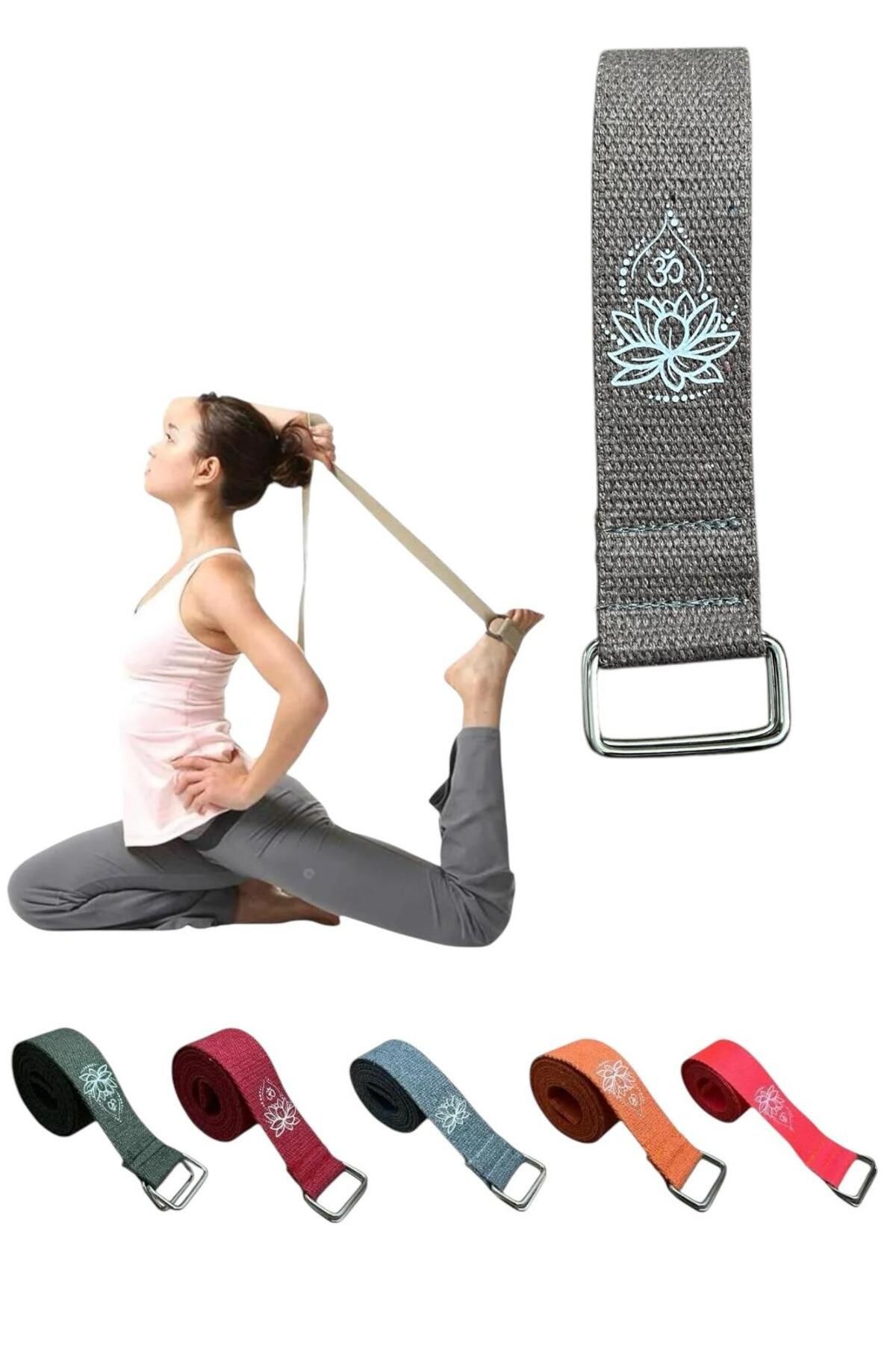 Yoga Kemeri  - Yoga Germe Kayışı - Lotus Baskılı Yoga Kemeri 180 Cm Çift Halkalı