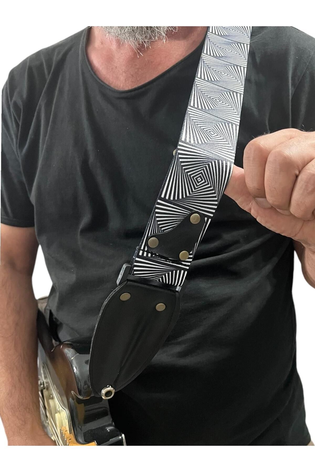 Hakiki Deri Askılıklı Gitar Askısı, Gitar Kayışı 5 Cm Kalınlık Max: 165 Uzunluk Cm Pena Hediyeli