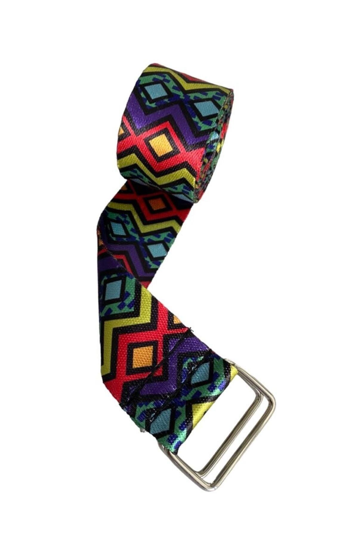 Yoga Kemeri - Desenli Metal Bağlantılı 200 Cm Yoga Kemeri - Yoga Kayışı
