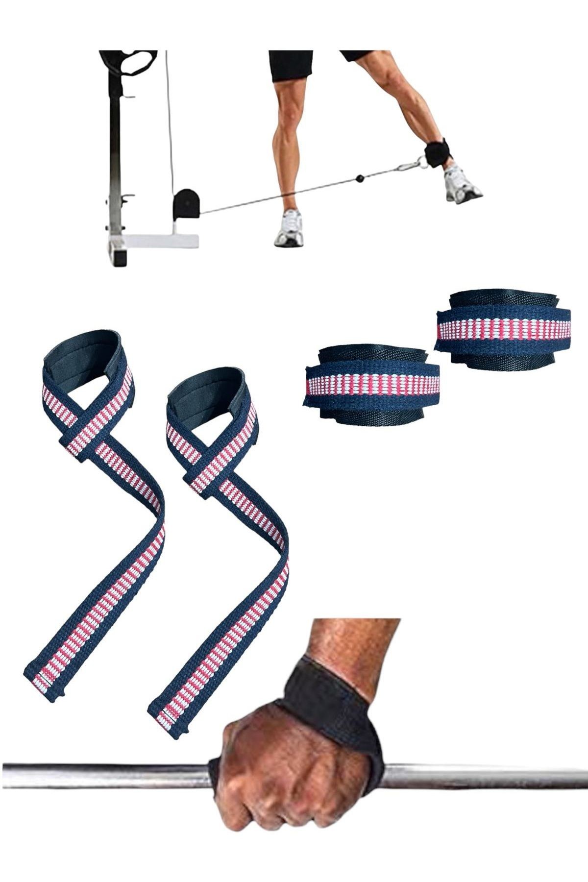 Halter Ağırlık Kaldırma Kayışı Strap - D-Ring Fitness Reformer Crossfit Ayak Bilek Kayışı İkili Set