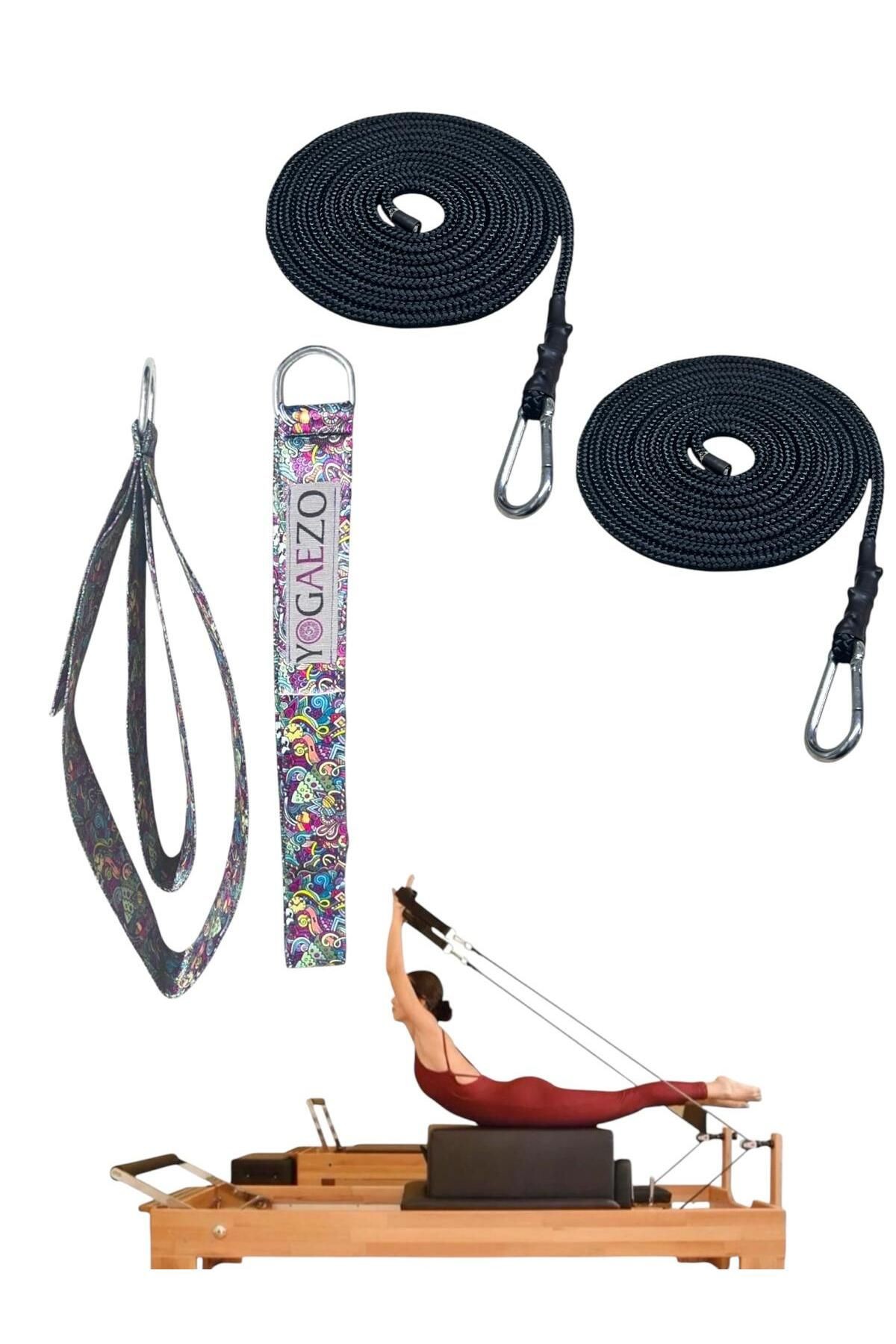 1 Çift Pilates Reformer Halatı + Pilates Reformer Elcik Straps İkili Set Paracord İp Halat - çok renkli-siyah