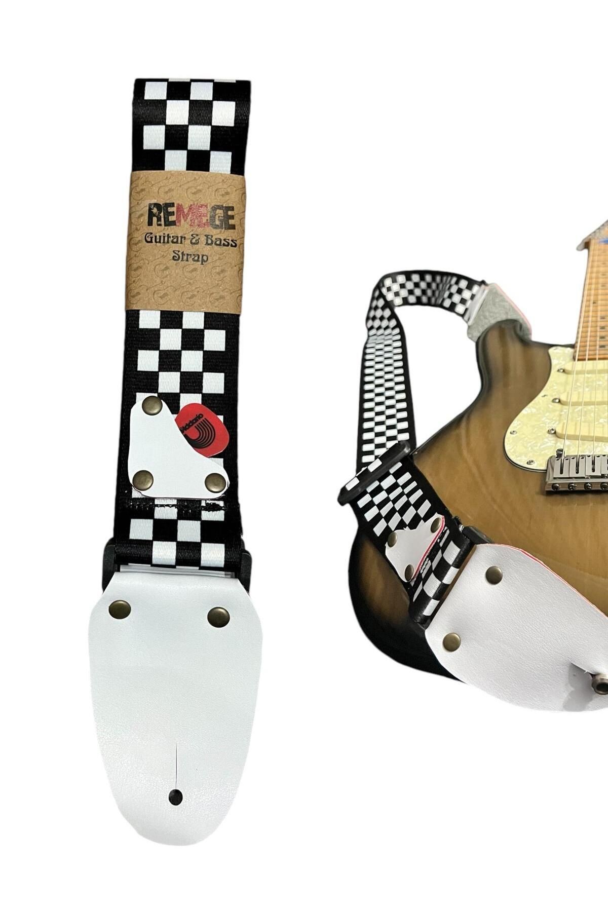Gitar Askısı, Gitar Omuz Askısı Gitar Kayışı 5 Cm Kalınlık Max: 165 Cm Pena Hediyeli Beyaz Askılıklı