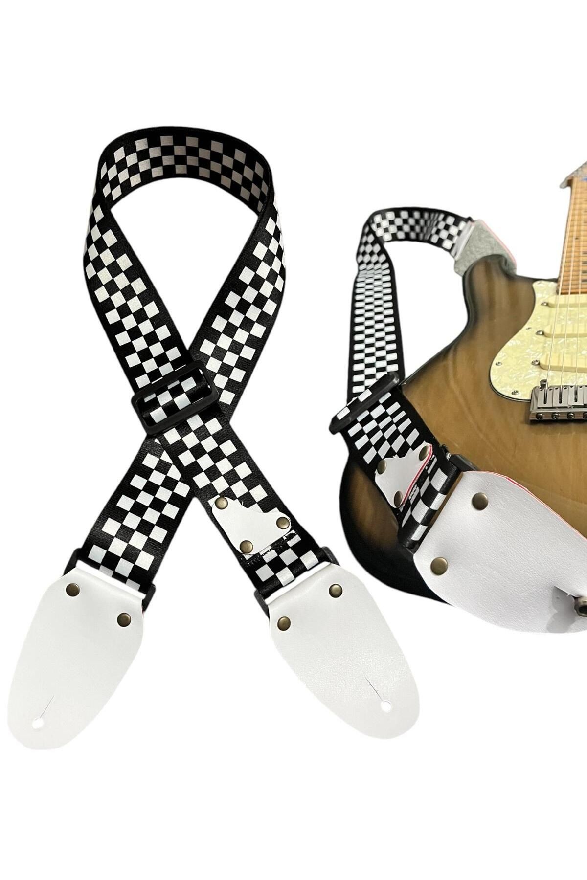 Gitar Askısı, Gitar Omuz Askısı Gitar Kayışı 5 Cm Kalınlık Max: 165 Cm Pena Hediyeli Beyaz Askılıklı