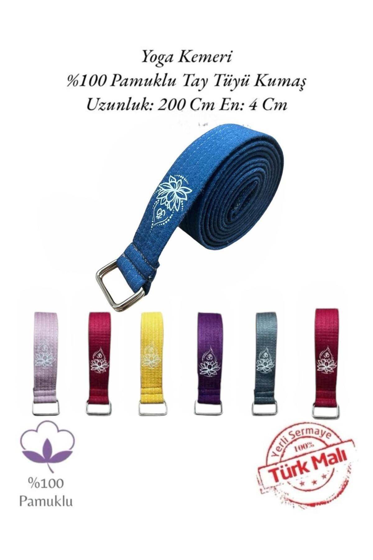 Lotus Çiçeği Baskılı Yoga Kemeri 200 Cm x 4,5 cm %100 Pamuklu