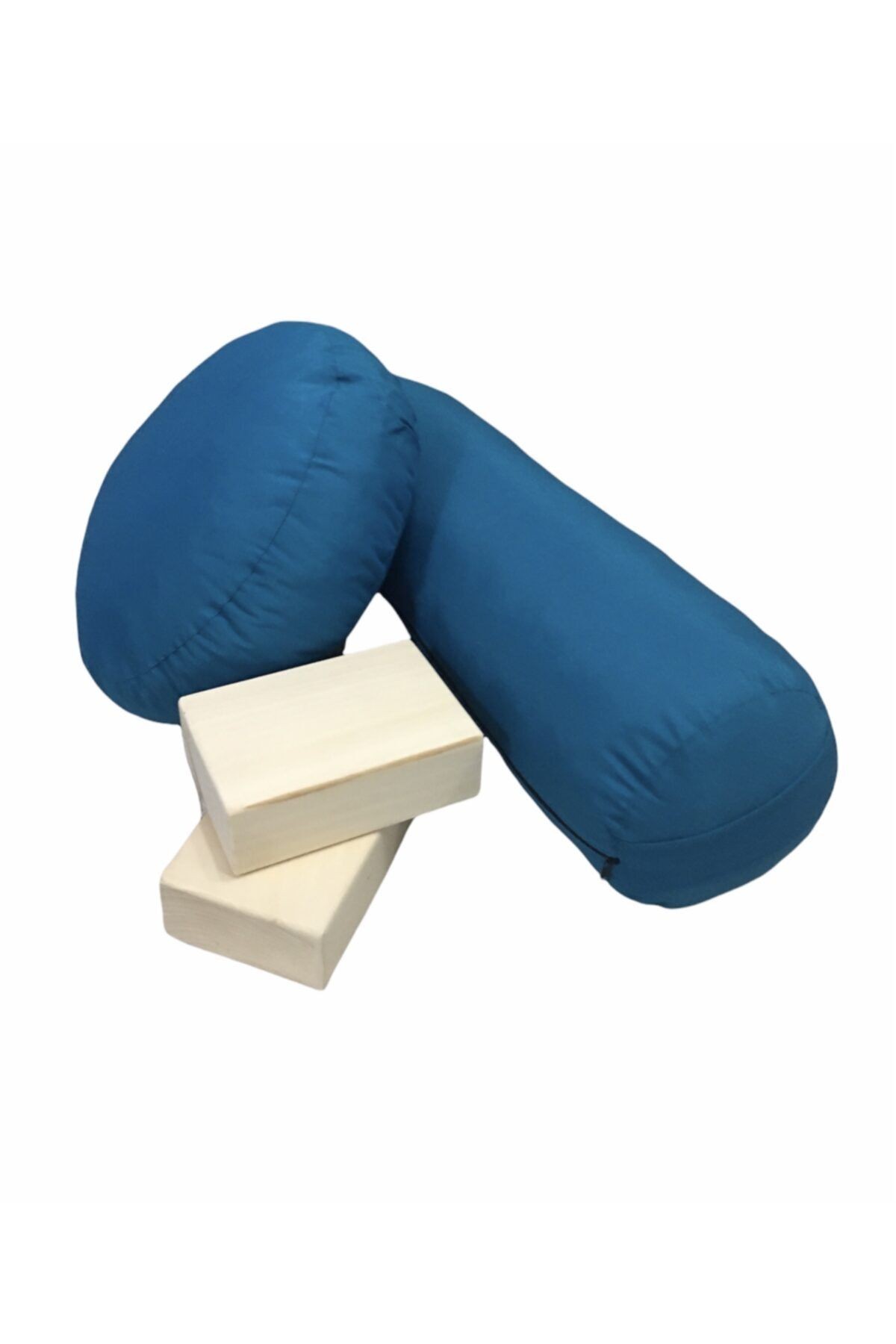 Yoga Meditasyon Minderi & Yoga Bolster Minderi 2 Adet Ahşap Yoga Blok Yoga Üçlü Seti