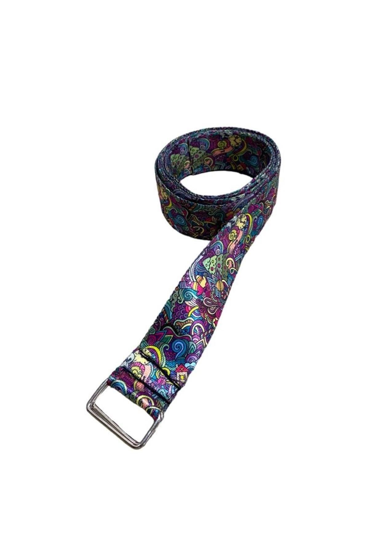 Yoga Kemeri - Desenli Metal Bağlantılı 200 Cm Yoga Kemeri - Yoga Kayışı
