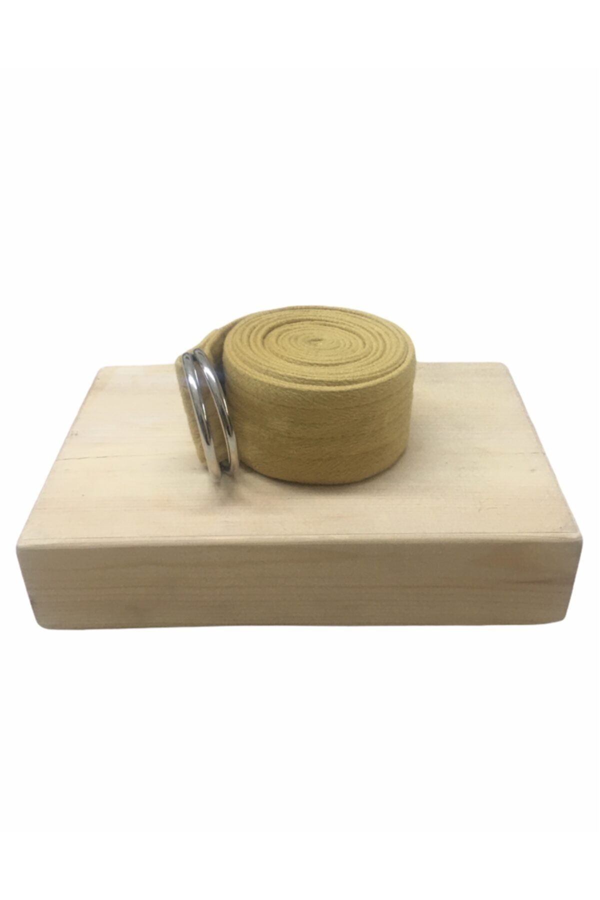 % 100 Pamuklu Yoga Kemeri & Ahşap Yoga Blok - Ikili Set