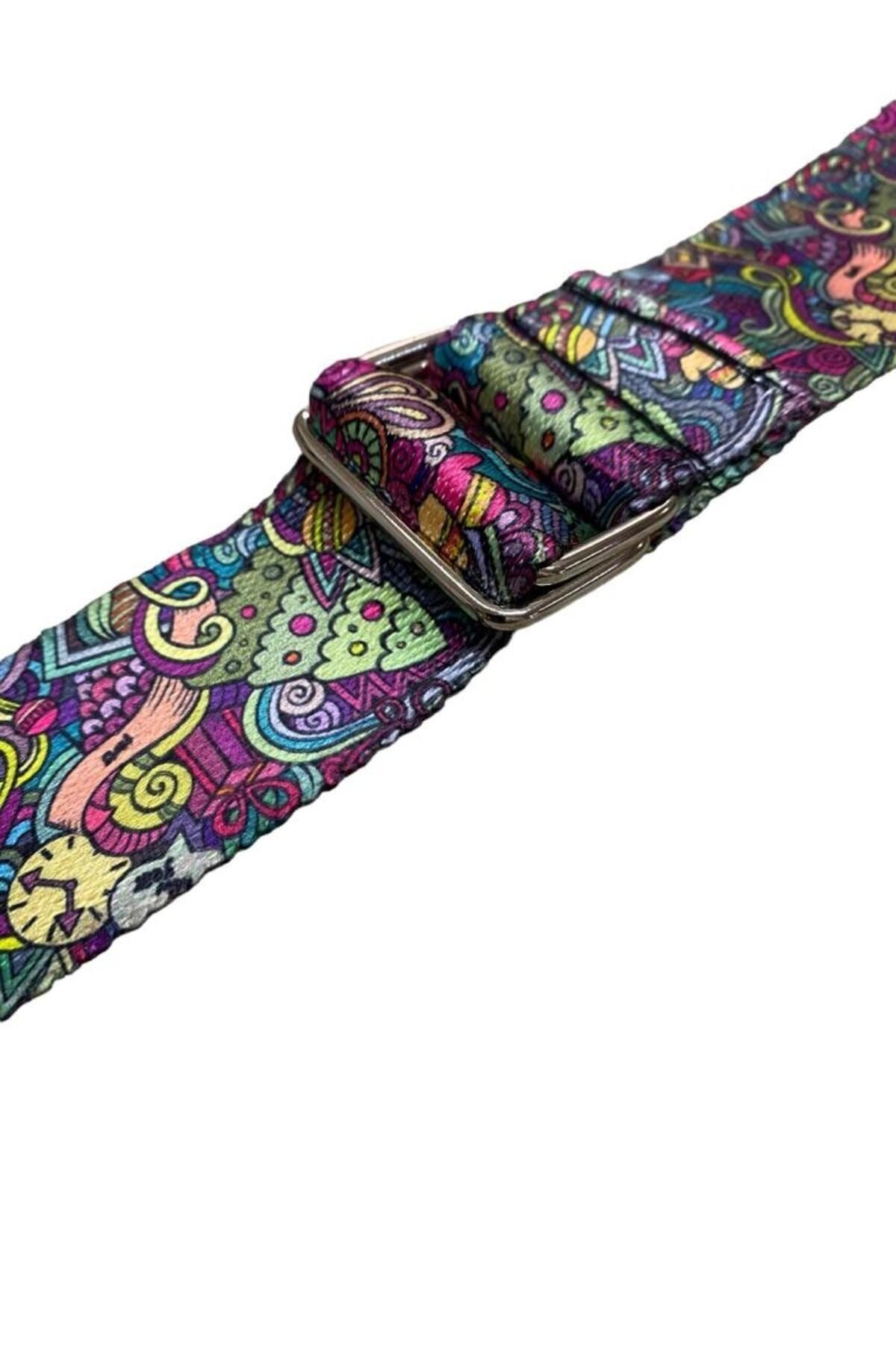 Yoga Kemeri - Desenli Metal Bağlantılı 200 Cm Yoga Kemeri - Yoga Kayışı
