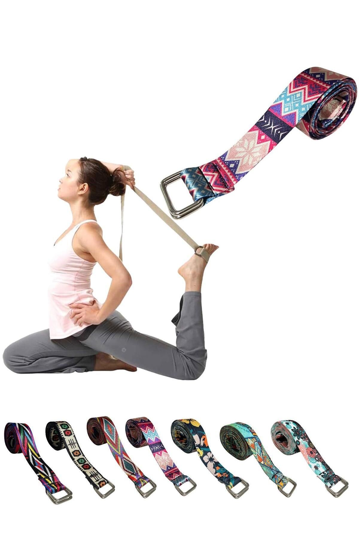 Yoga Kemeri - 200 Cm Yoga Kemeri - Dijital Baskılı Pamuklu Yıkanabilir Yoga Kemeri - Yoga Kayışı