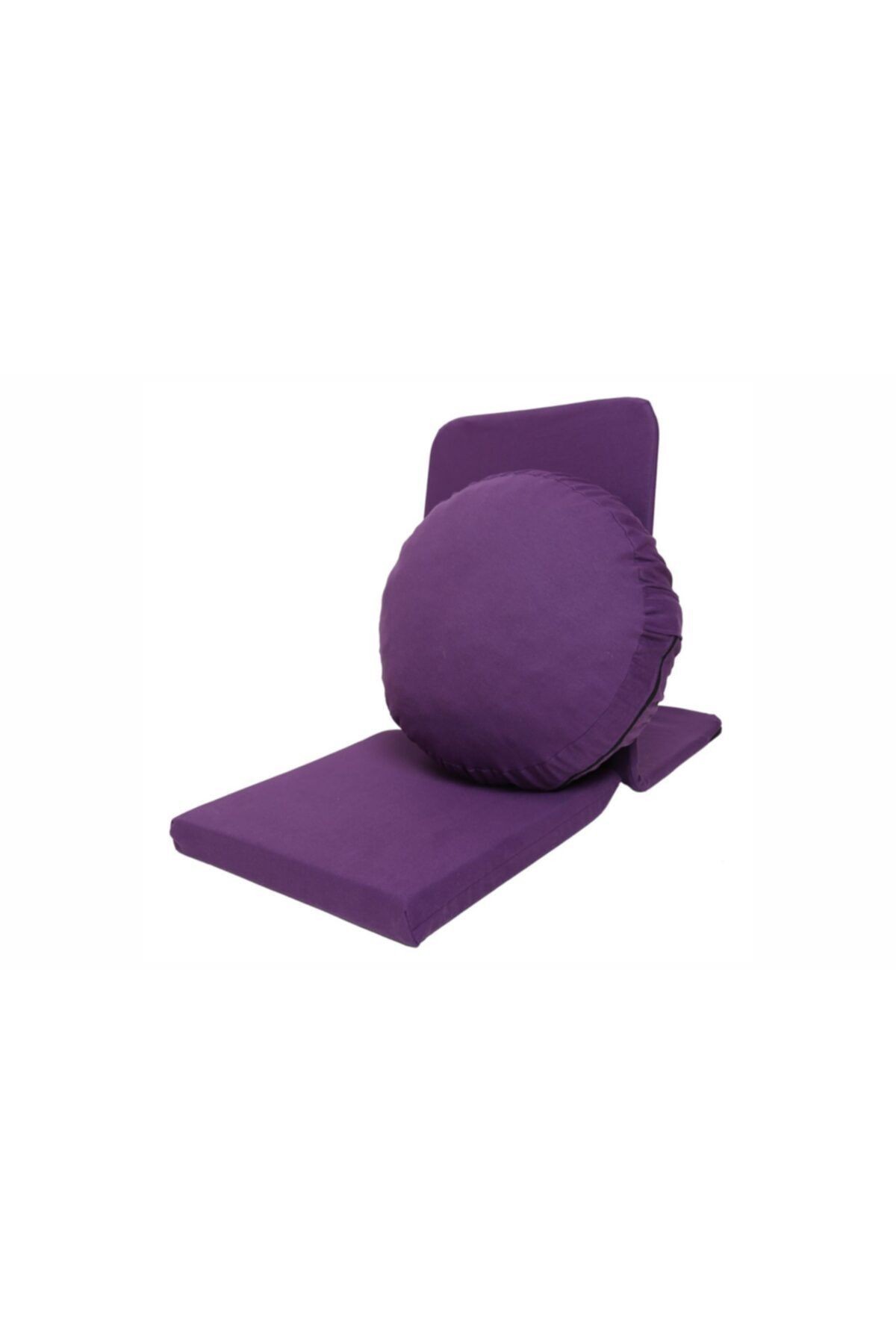 Meditasyon Sandalyesi (Backjack) + Kabuk Dolgulu Meditasyon Minderi - İkili Set - mor