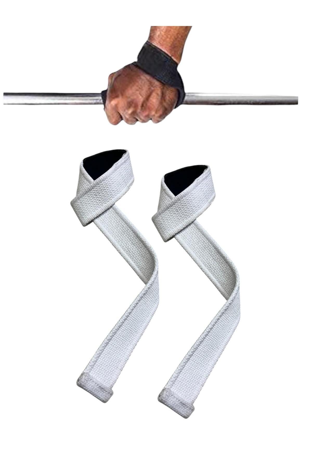 Deadlift Ağırlık Kaldırma Kayışı Strap Fitness Crossfit Ağırlık Kaldırma Kayışı Wrist Strap - beyaz