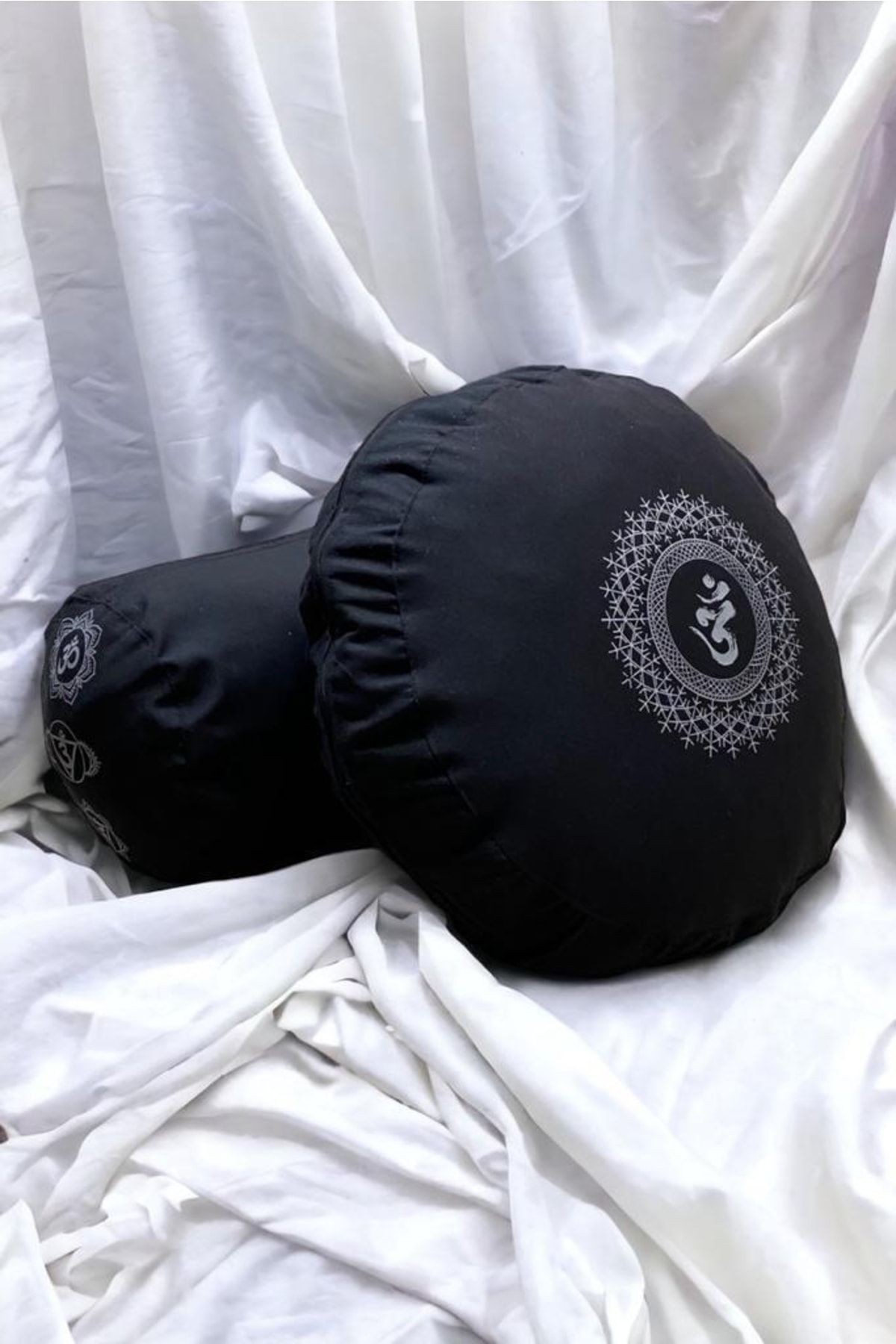 Meditasyon Minderi & Bolster Minderi - Baskılı Yeni Sezon Özel Seri - siyah
