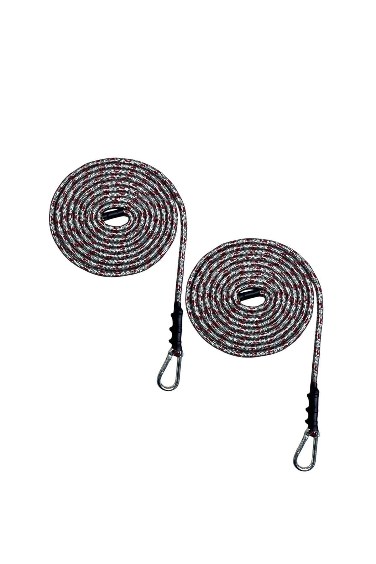 1 Çift Antrasit-Kırmızı Pilates Reformer Halatı +  1 Çift Pilates Reformer Elcik Straps - İkili Set