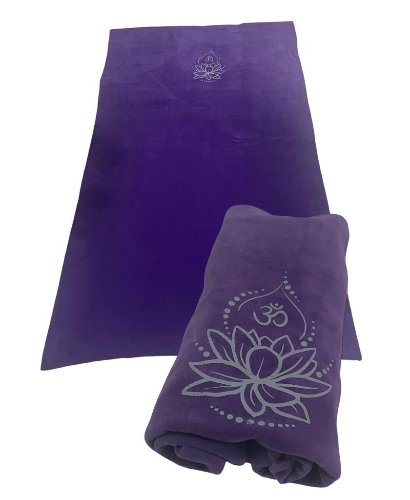 Lotus Çiçeği Baskılı Polar Yoga Battaniyesi  - mor