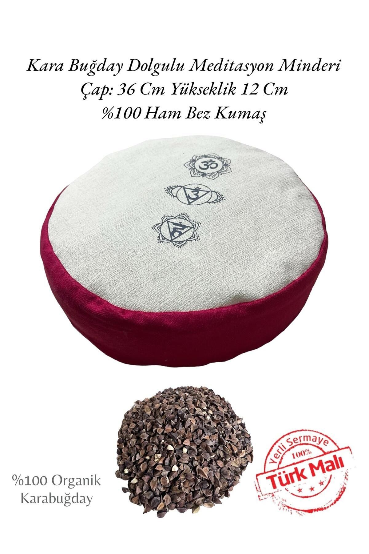Karabuğday Dolgulu Zafu Meditasyon Minderi - %100 Doğal Ham Bez Meditasyon Minderi