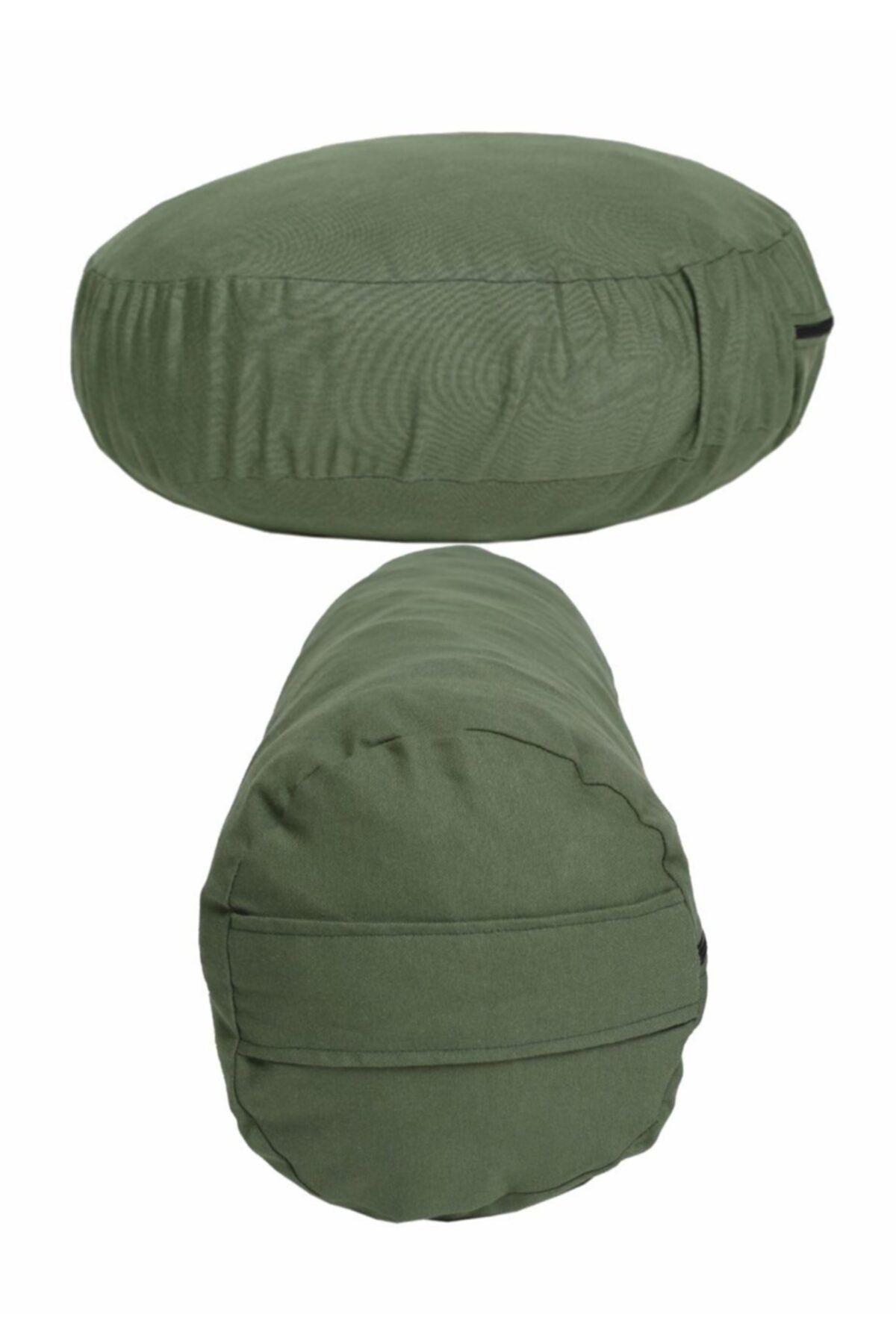 Organik Kabuk Dolgulu Meditasyon Minderi + Bolster Minderi Ikili Set - yeşil