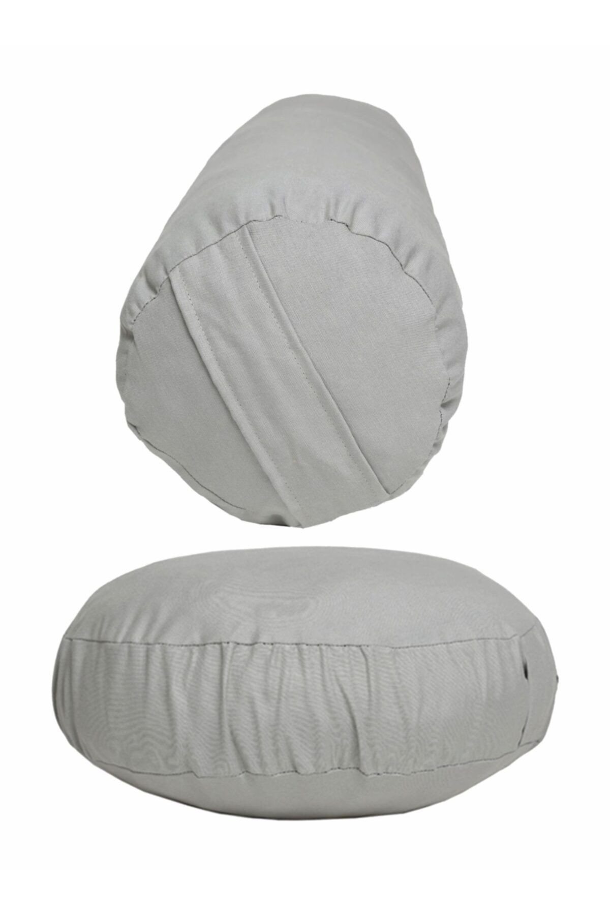 Organik Kabuk Dolgulu Meditasyon Minderi + Bolster Minderi Ikili Set - gri