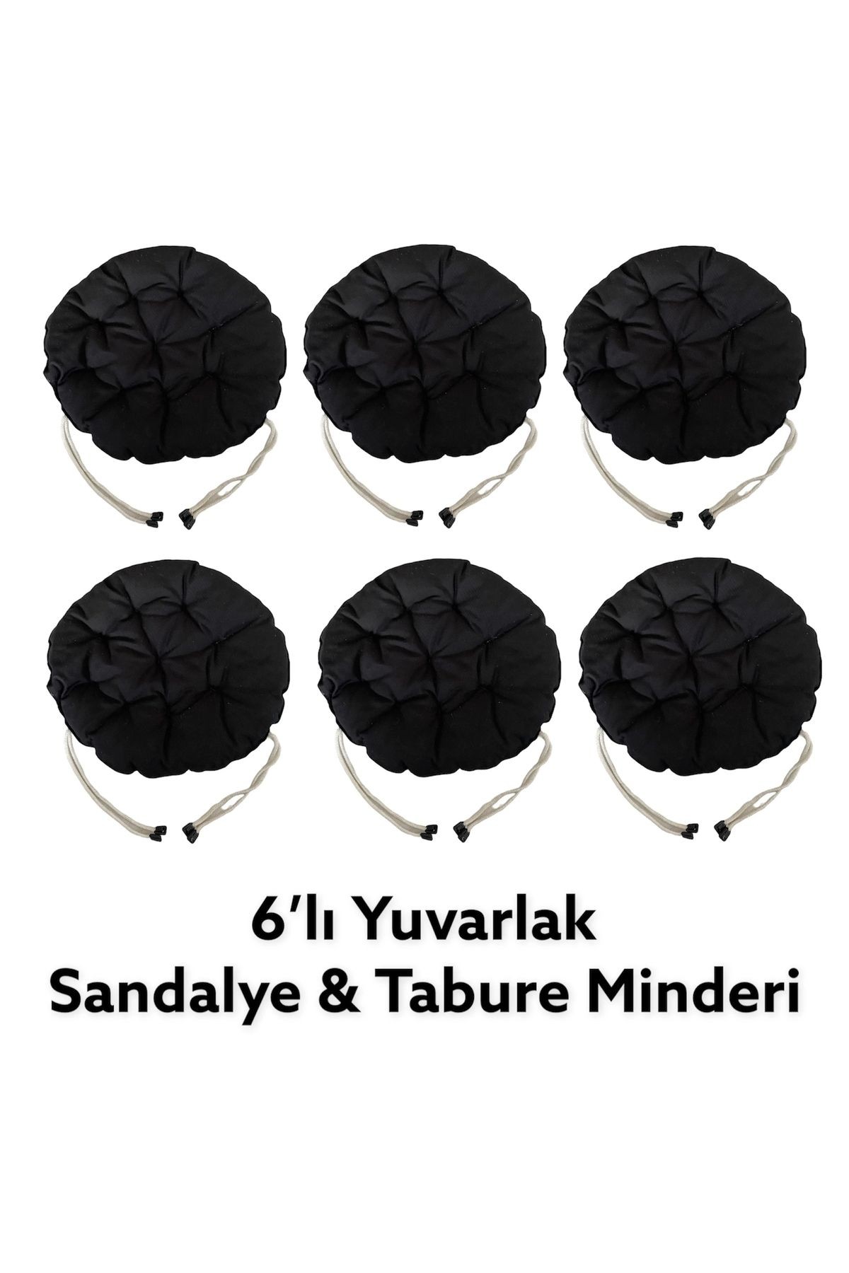 6 ADET 40X40 Cm Yuvarlak Tabure Minderi - Sandalye Minderi - Puf Minder