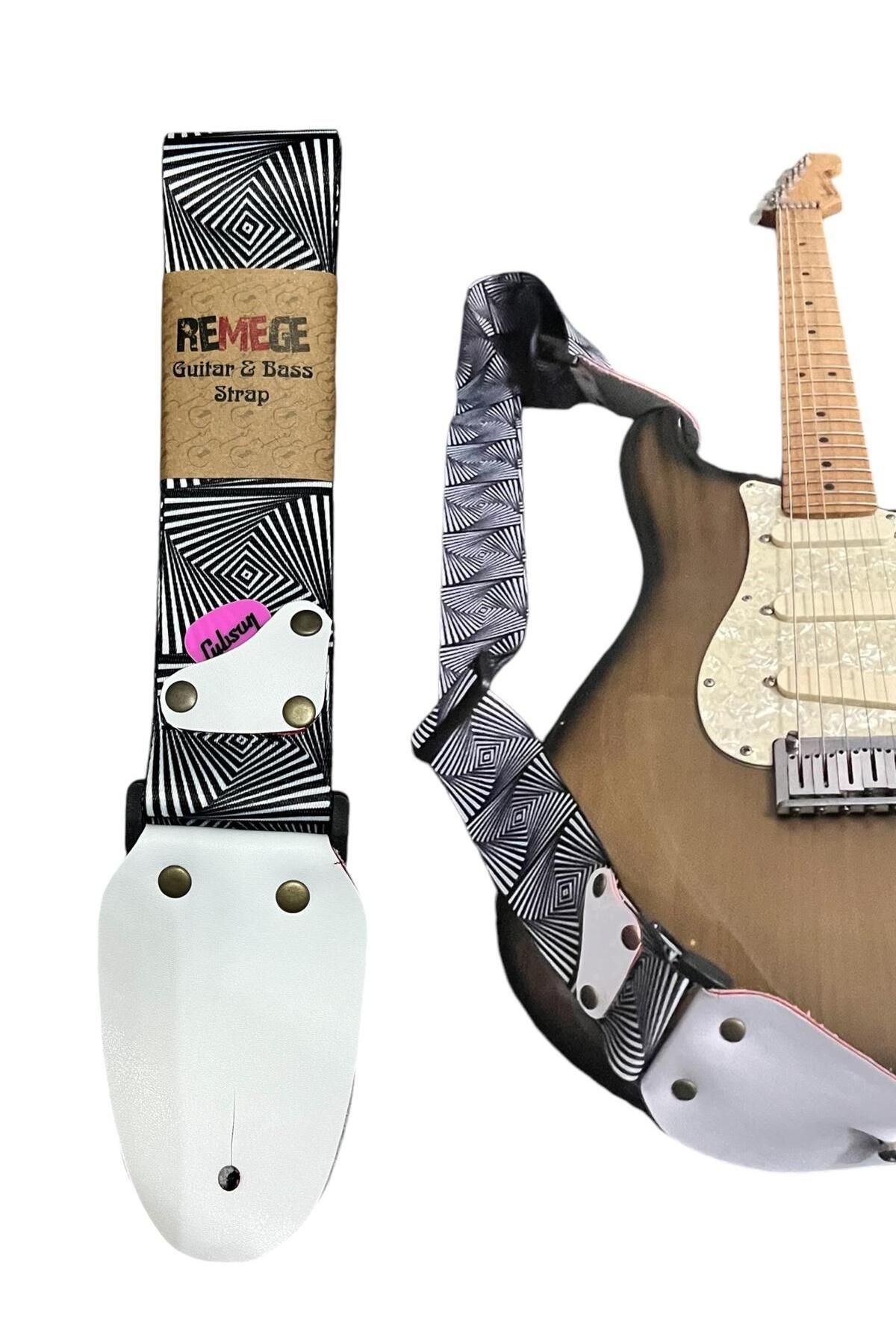 Gitar Askısı, Gitar Omuz Askısı Gitar Kayışı 5 Cm Kalınlık Max: 165 Cm Pena Hediyeli Beyaz Askılıklı