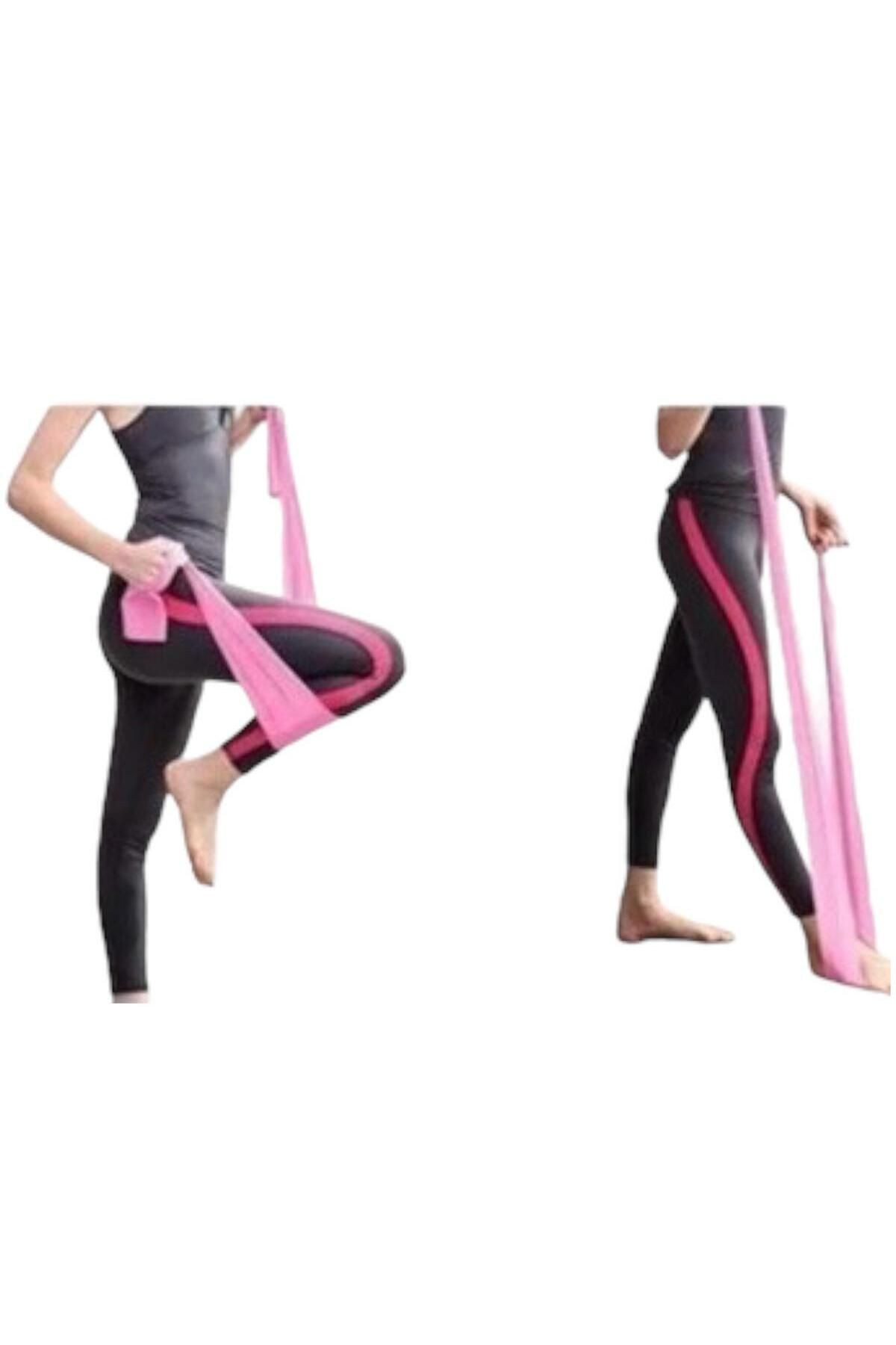 Pembe Pilates Bandı Jimnastik Pilates Lastiği 120X12 cm Egzersiz Aerobik Bant 1 Adet
