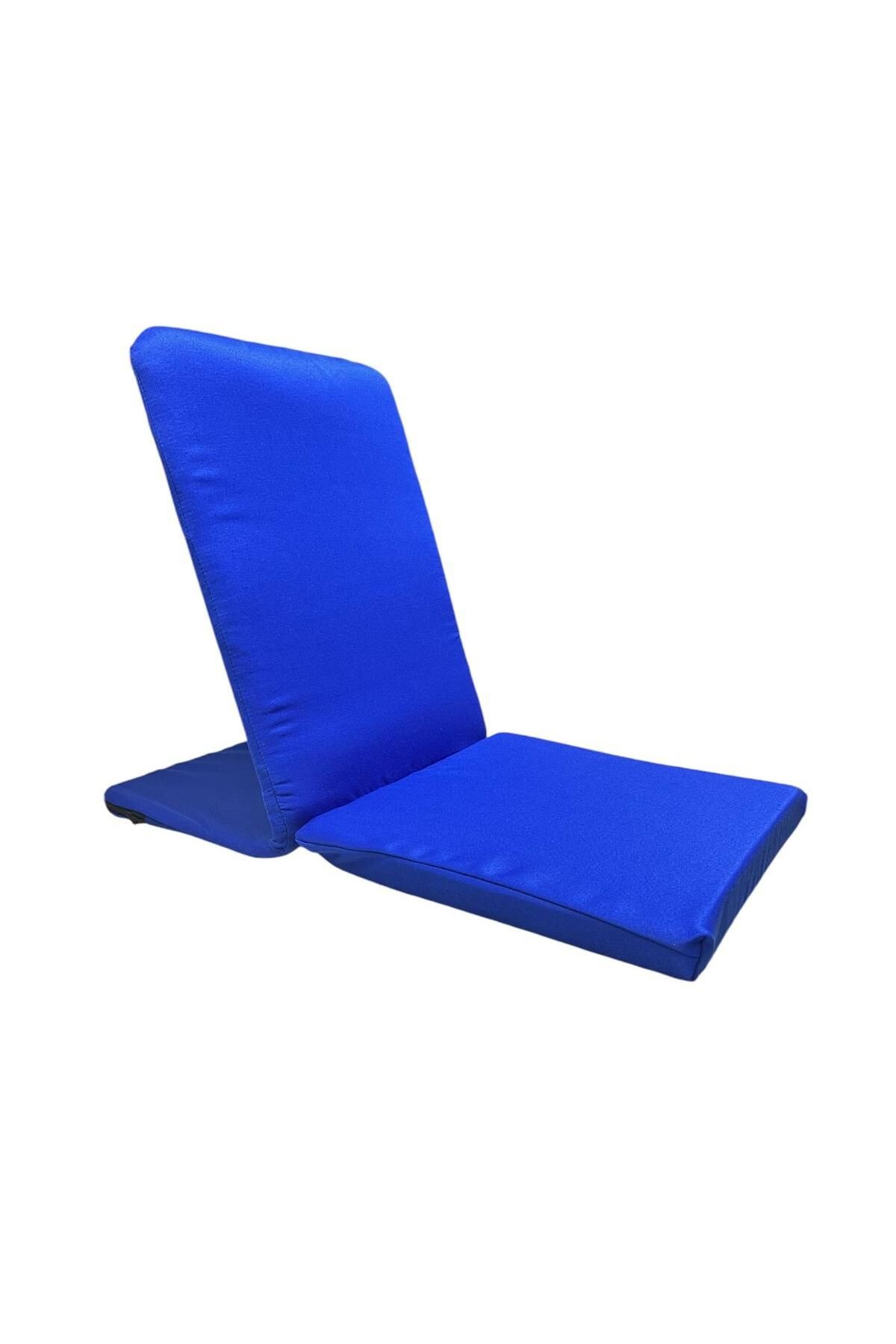 Meditasyon Sandalyesi Backjack Destekli Yer Minderi Poly Gabardin Pamuklu Kumaş - mavi