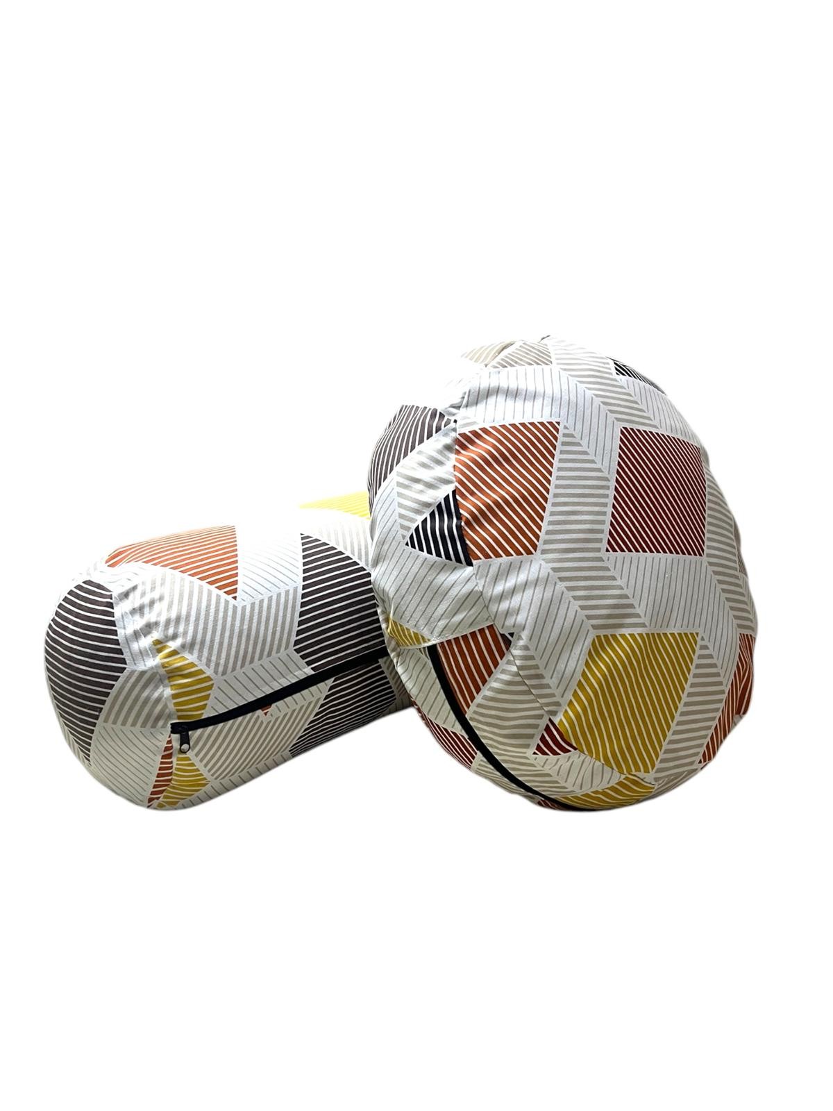 Meditasyon Minderi + Silindir Bolster Minderi Geometrik Desenli İkili Set