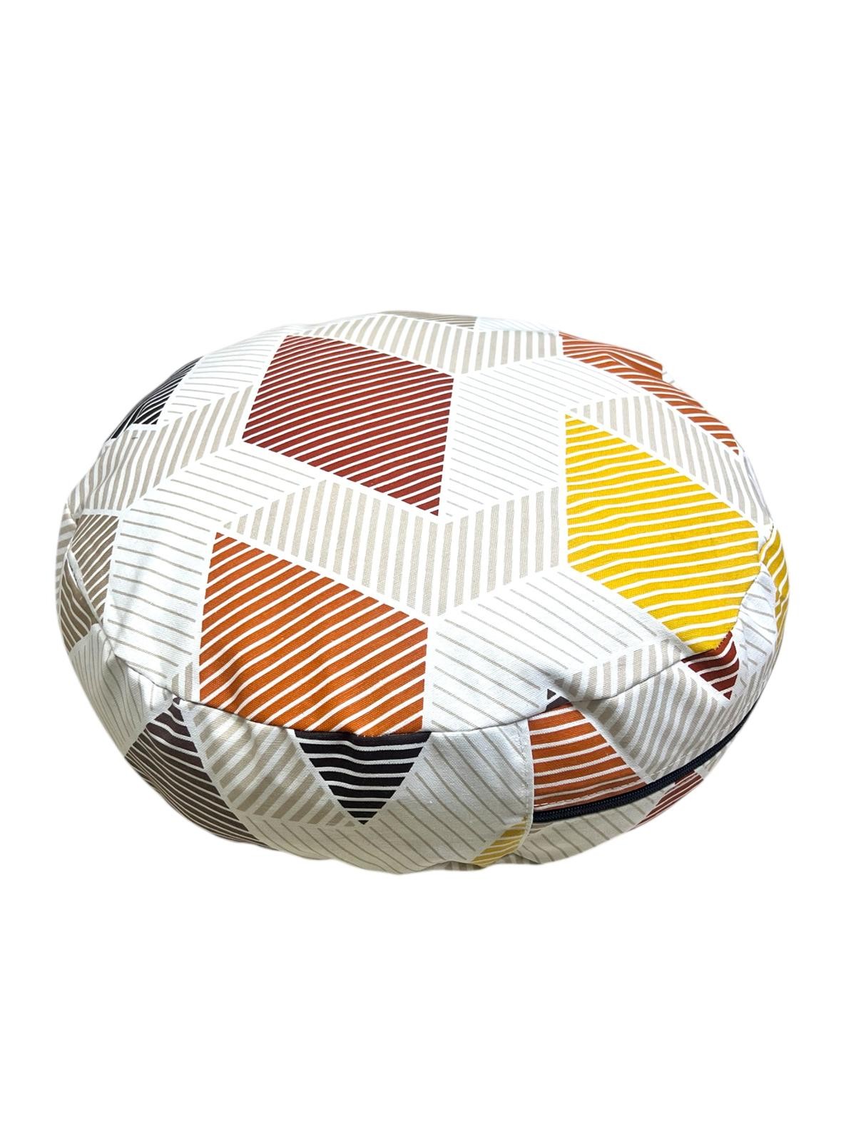 Meditasyon Minderi + Silindir Bolster Minderi Geometrik Desenli İkili Set