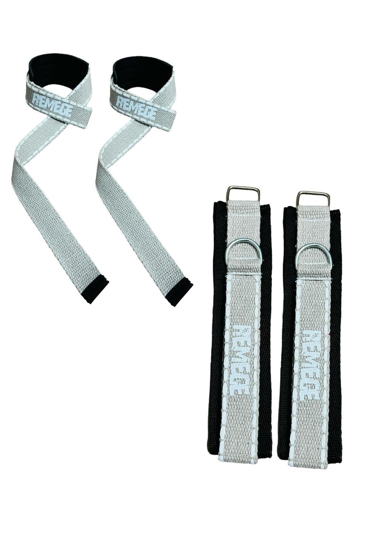 Ayak Bilek Kayışı D-Ring Ağırlık Çekiş Aparatı  & Ağırlık Kaldırma Kayışı İkili Set