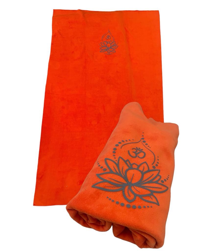 Lotus Çiçeği Baskılı Polar Yoga Battaniyesi  - turuncu