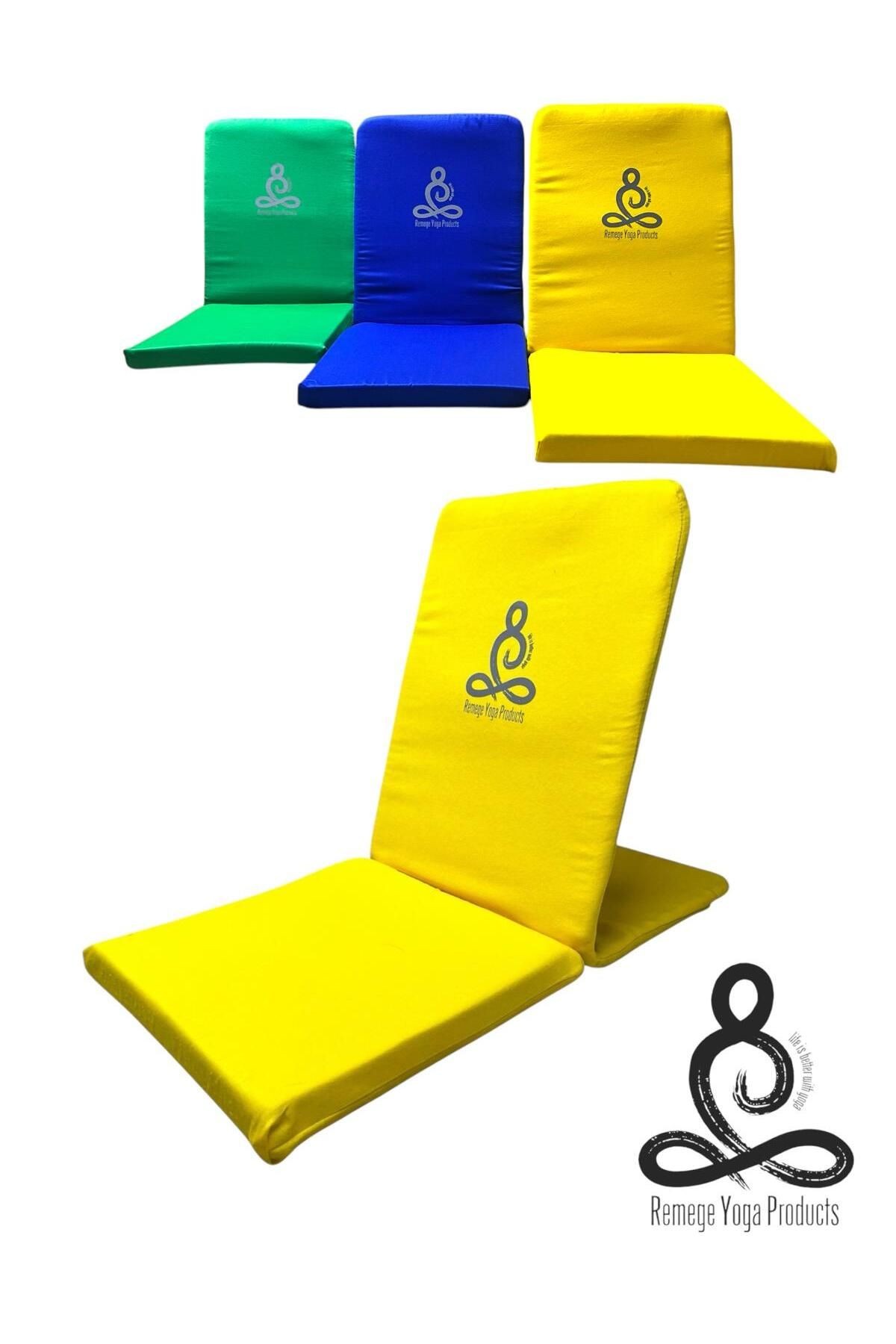 Sırt Destekli Yoga Minderi Meditasyon Sandalyesi Backjack Destekli Yer Minderi Yoga Sandalyesi - sarı