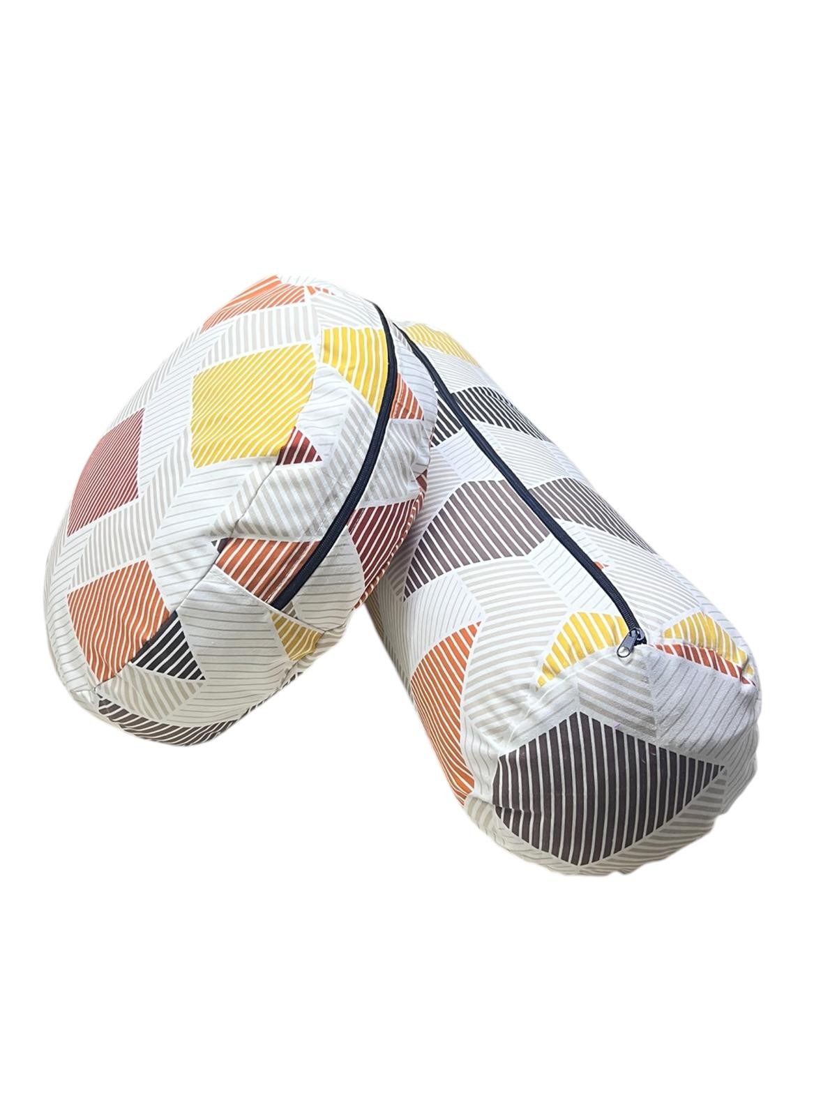 Meditasyon Minderi + Silindir Bolster Minderi Geometrik Desenli İkili Set