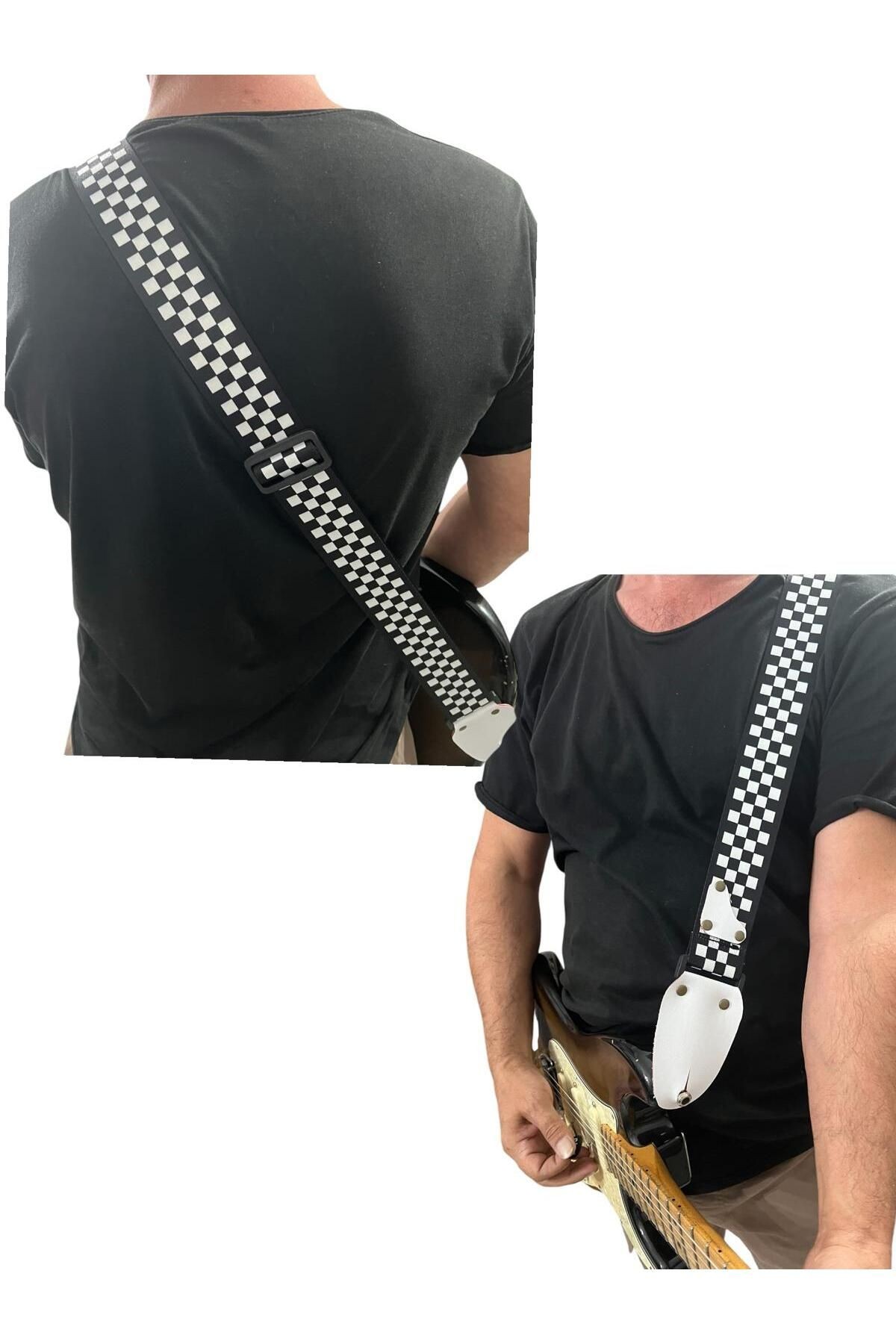 Gitar Askısı, Gitar Omuz Askısı Gitar Kayışı 5 Cm Kalınlık Max: 165 Cm Pena Hediyeli Beyaz Askılıklı